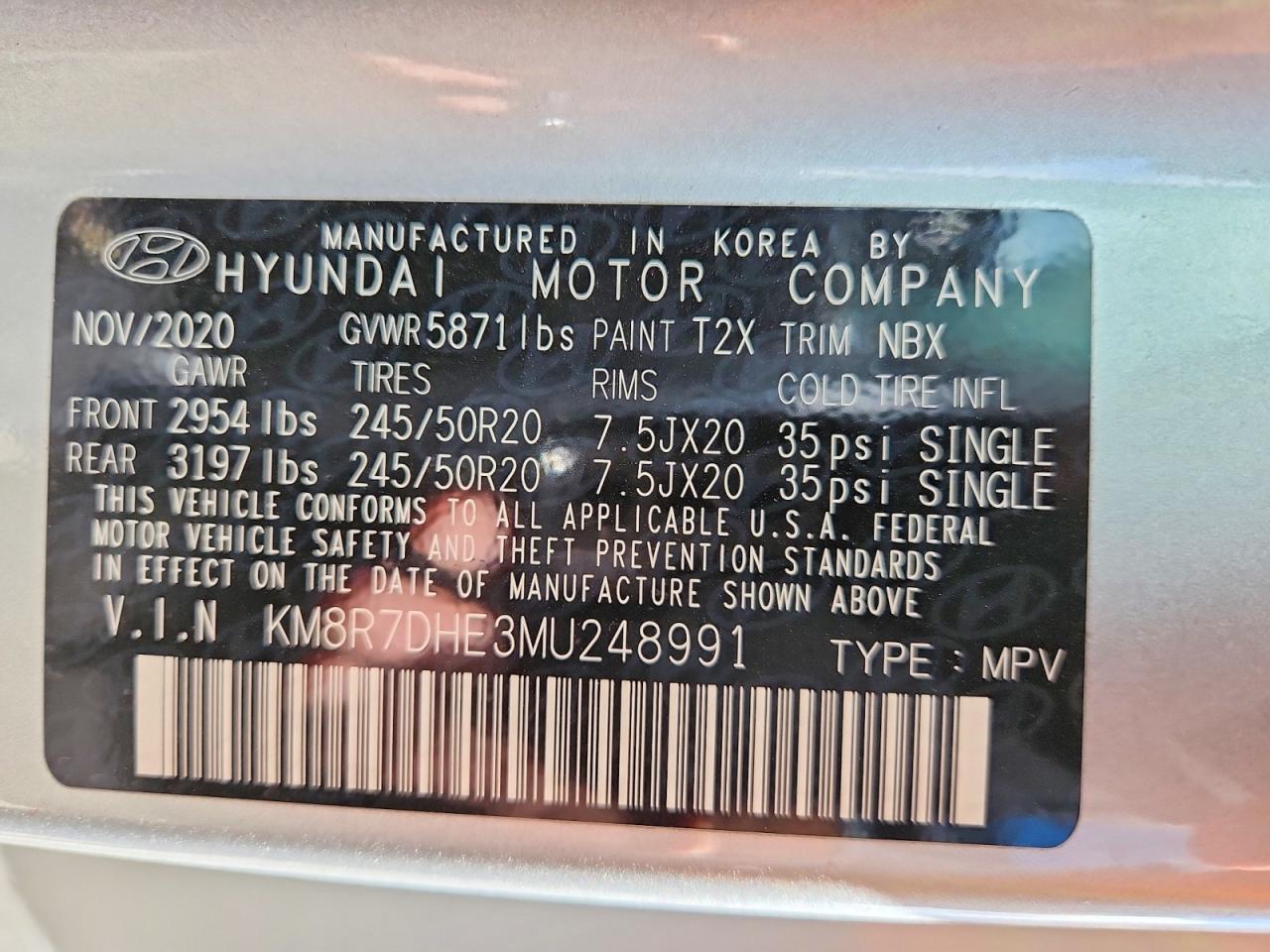2021 Hyundai Palisade Calligraphy Silver vin: KM8R7DHE3MU248991
