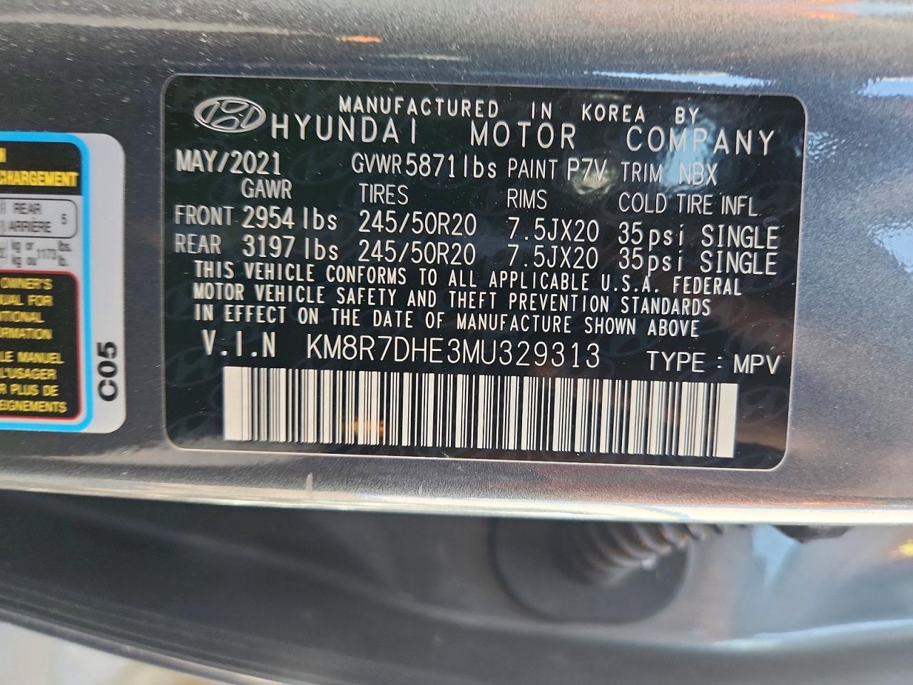 2021 Hyundai Palisade Calligraphy Серый vin: KM8R7DHE3MU329313