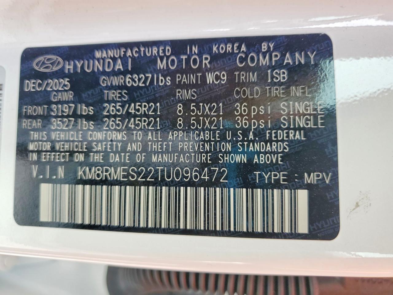 2026 Hyundai Palisade Calligraphy White vin: KM8RMES22TU096472