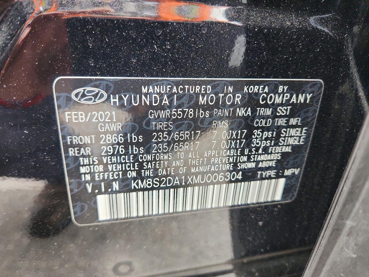 2021 Hyundai Santa Fe Blue Черный vin: KM8S2DA1XMU006304