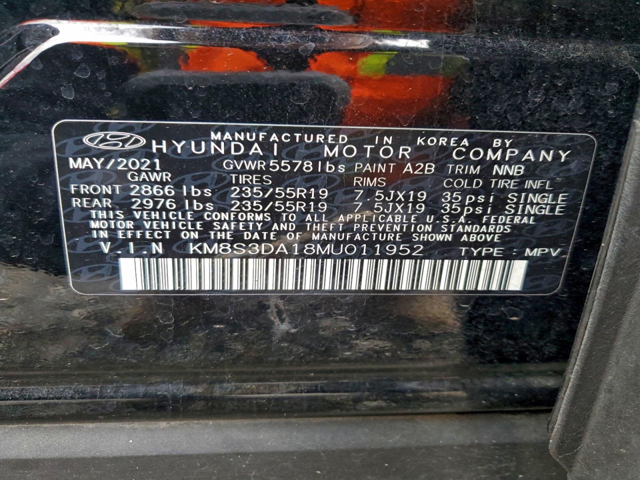 2021 Hyundai Santa Fe Sel Premium Black vin: KM8S3DA18MU011952