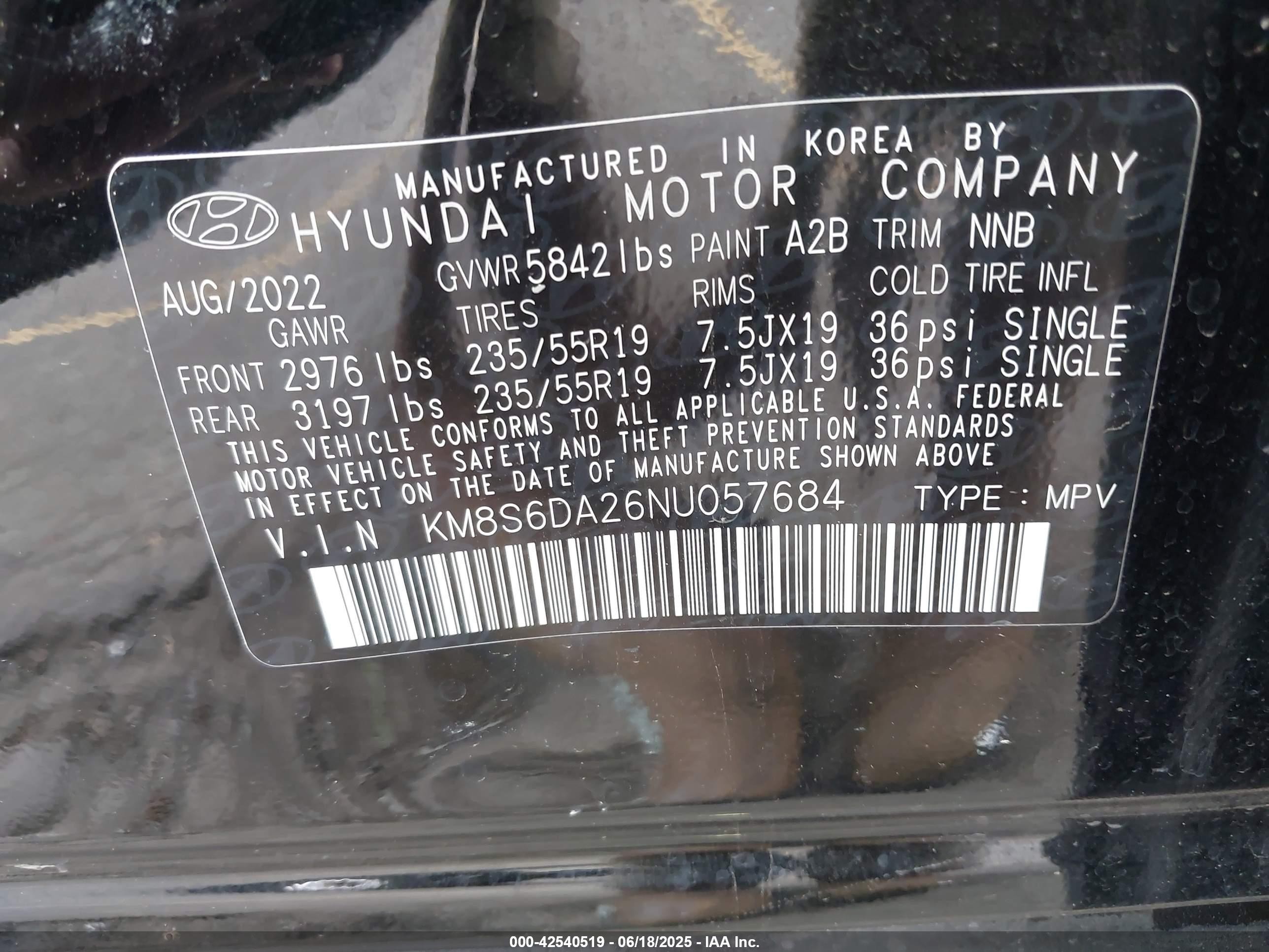 2022 Hyundai Santa Fe Plug-in Hybrid Sel Convenience Black vin: KM8S6DA26NU057684