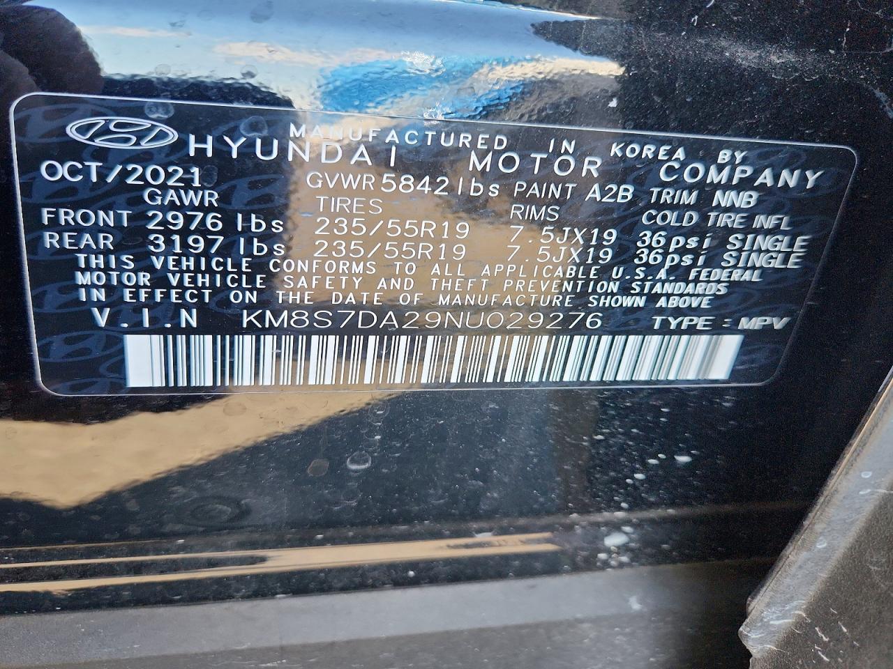 2022 Hyundai Santa Fe Limited Черный vin: KM8S7DA29NU029276