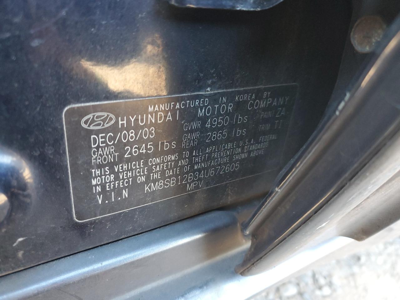 2004 Hyundai Santa Fe Gl Синий vin: KM8SB12B34U672605