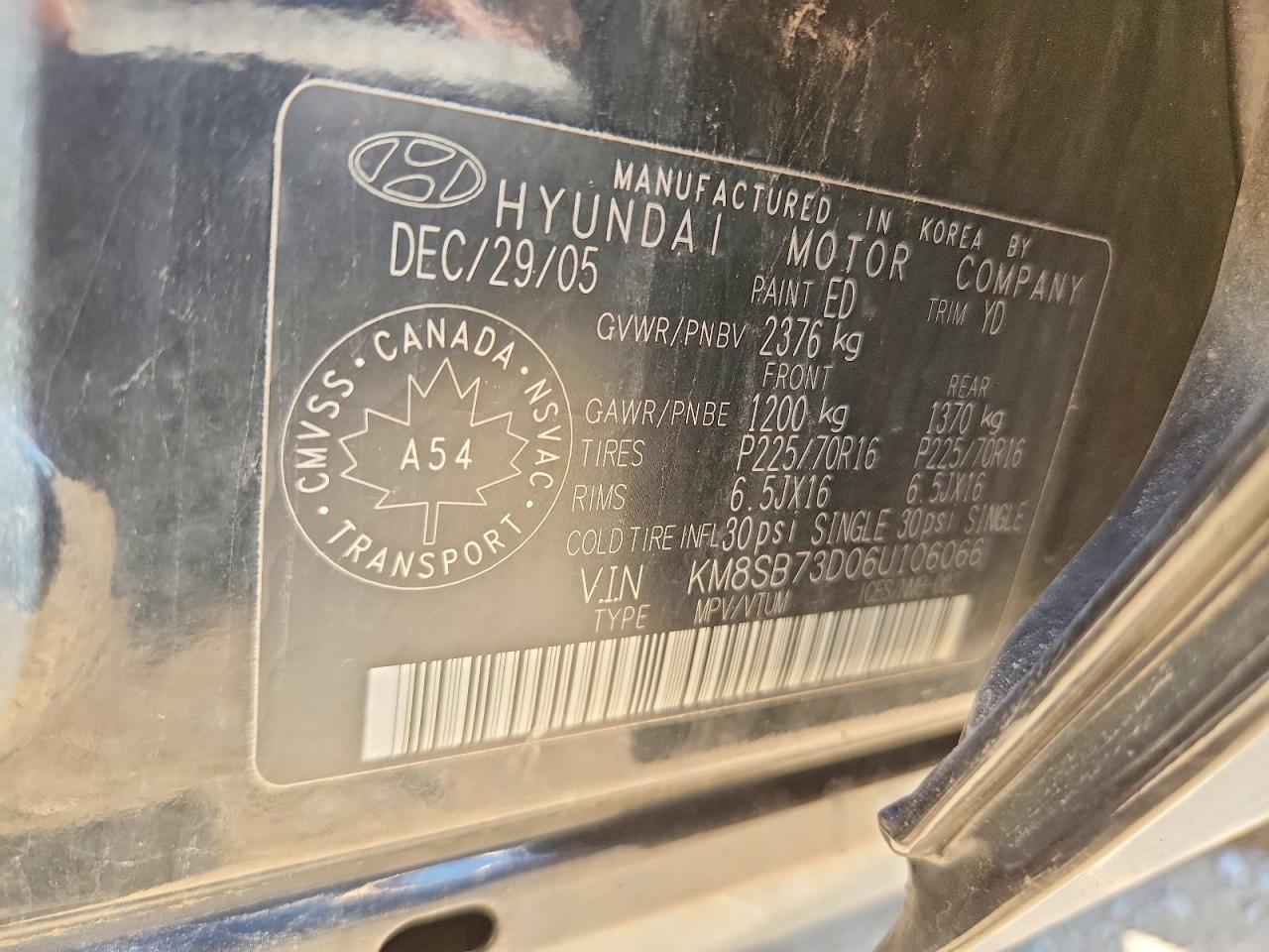 2006 Hyundai Santa Fe Gls Black vin: KM8SB73D06U106066