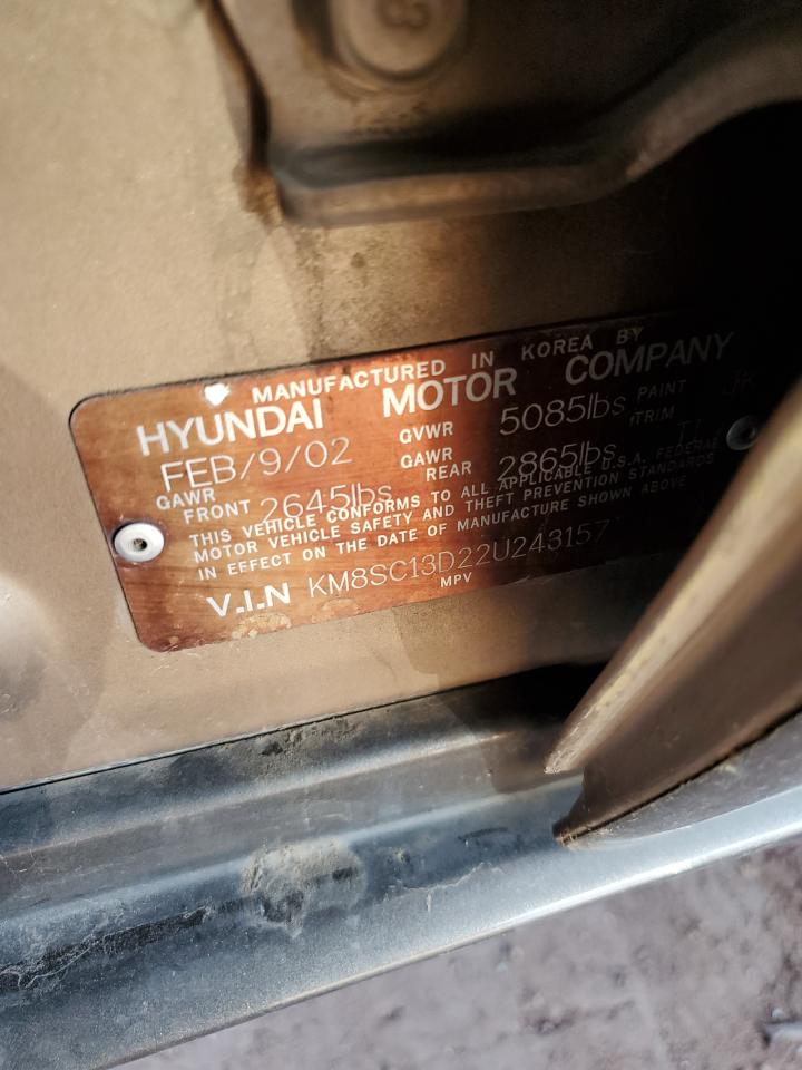 2002 Hyundai Santa Fe Gls Tan vin: KM8SC13D22U243157