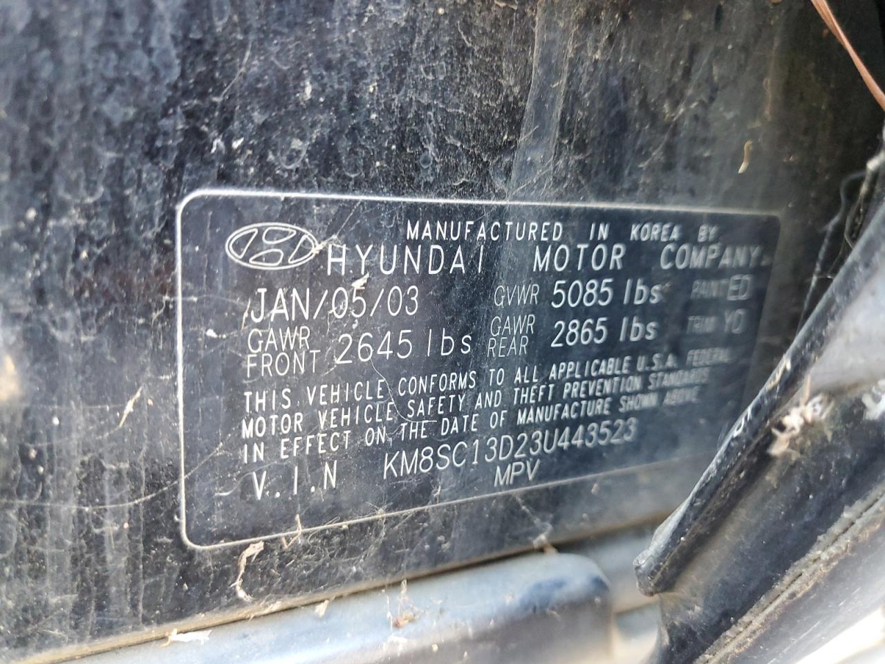 2003 Hyundai Santa Fe Gls Черный vin: KM8SC13D23U443523