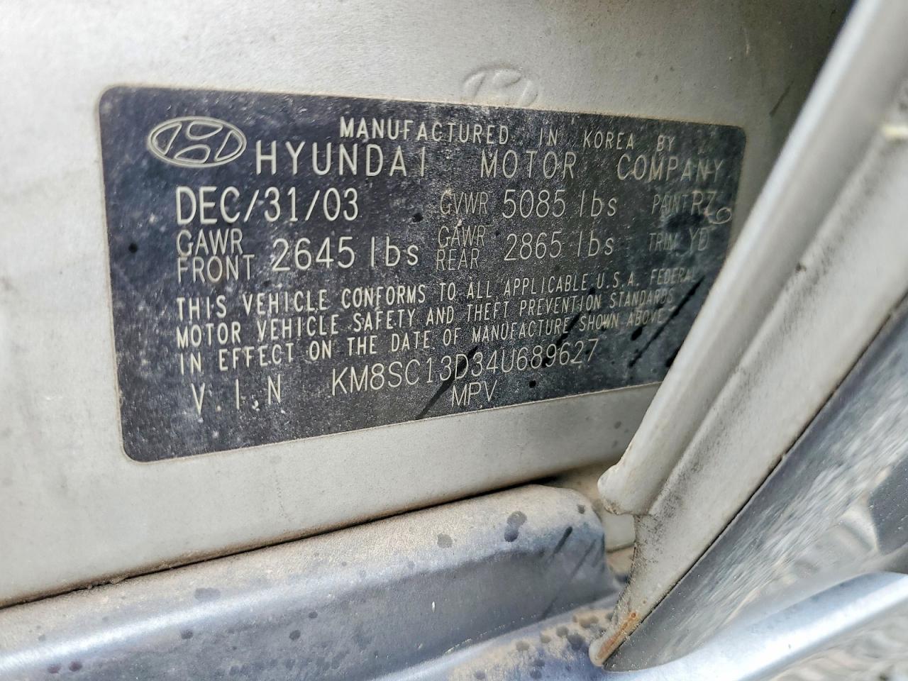 2004 Hyundai Santa Fe Gls Silver vin: KM8SC13D34U689627