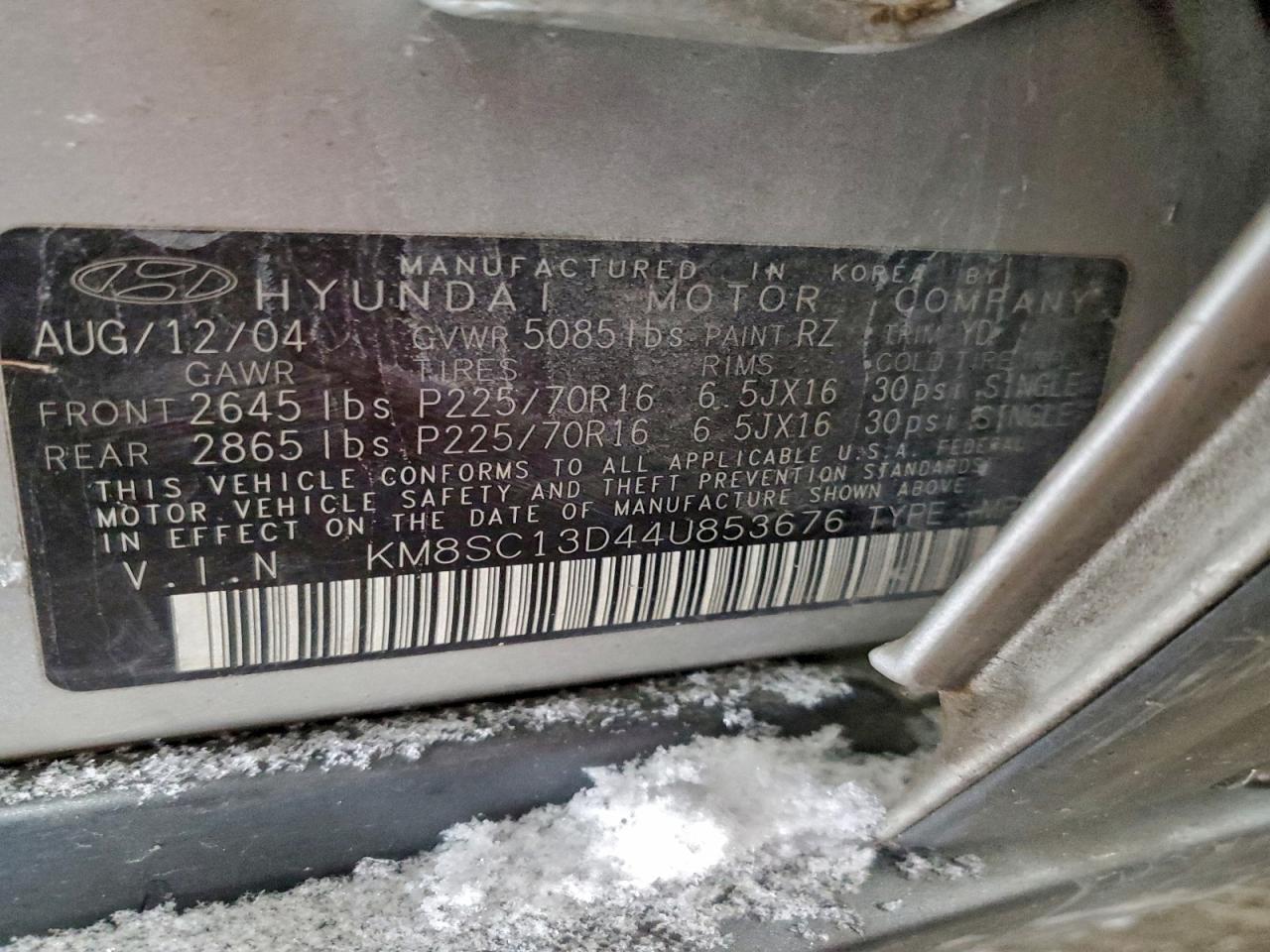 2004 Hyundai Santa Fe Gls Серебряный vin: KM8SC13D44U853676