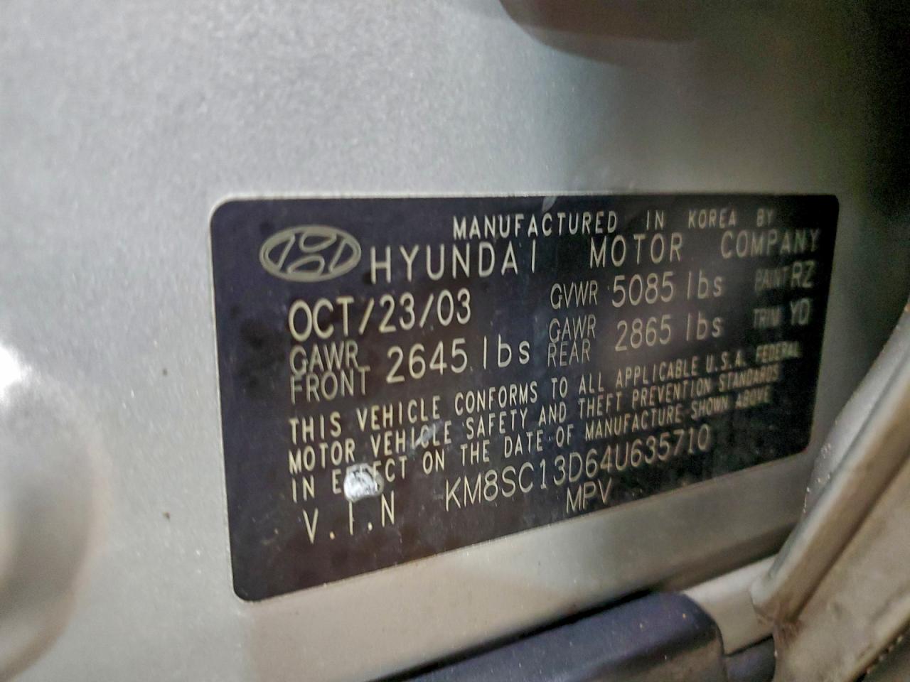 2004 Hyundai Santa Fe Gls Серебряный vin: KM8SC13D64U635710