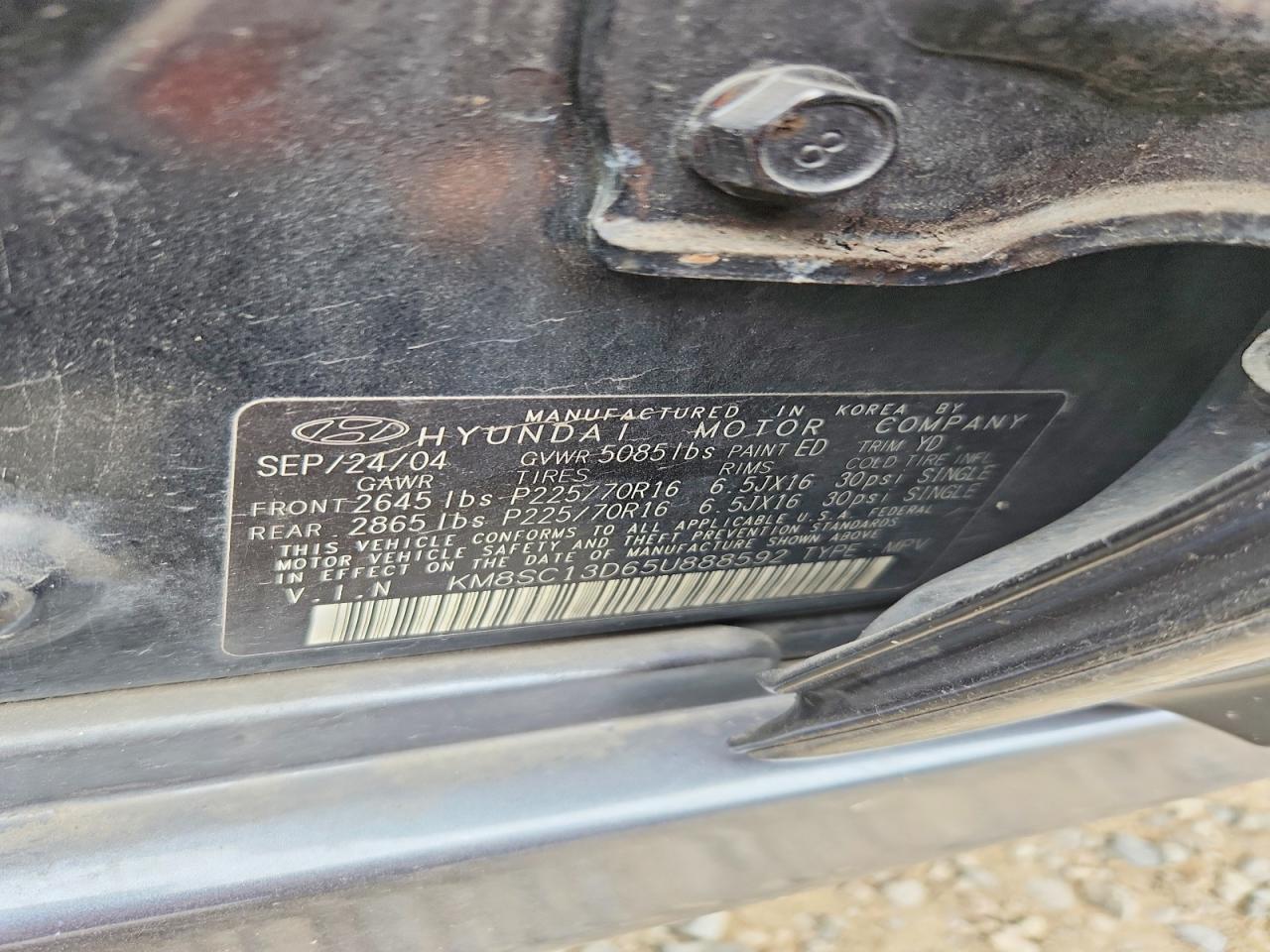 2005 Hyundai Santa Fe Gls Черный vin: KM8SC13D65U888592