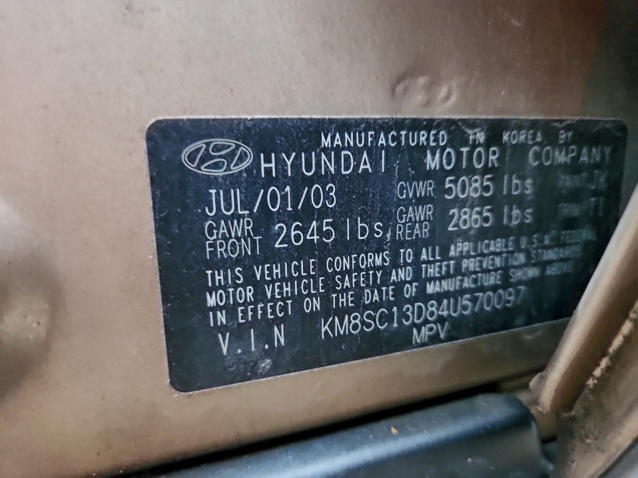 2004 Hyundai Santa Fe Brown vin: KM8SC13D84U570097