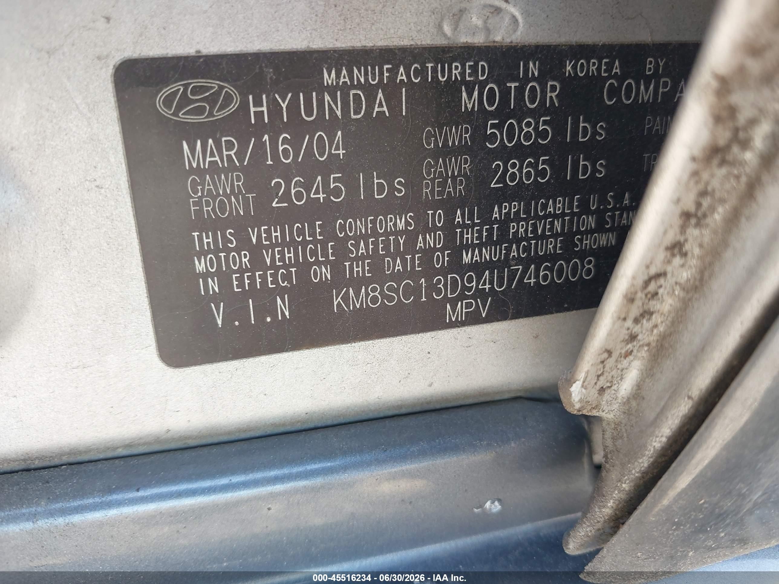 2004 Hyundai Santa Fe Gls Silver vin: KM8SC13D94U746008