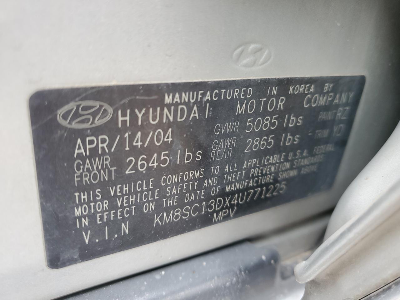 2004 Hyundai Santa Fe Gls Silver vin: KM8SC13DX4U771225