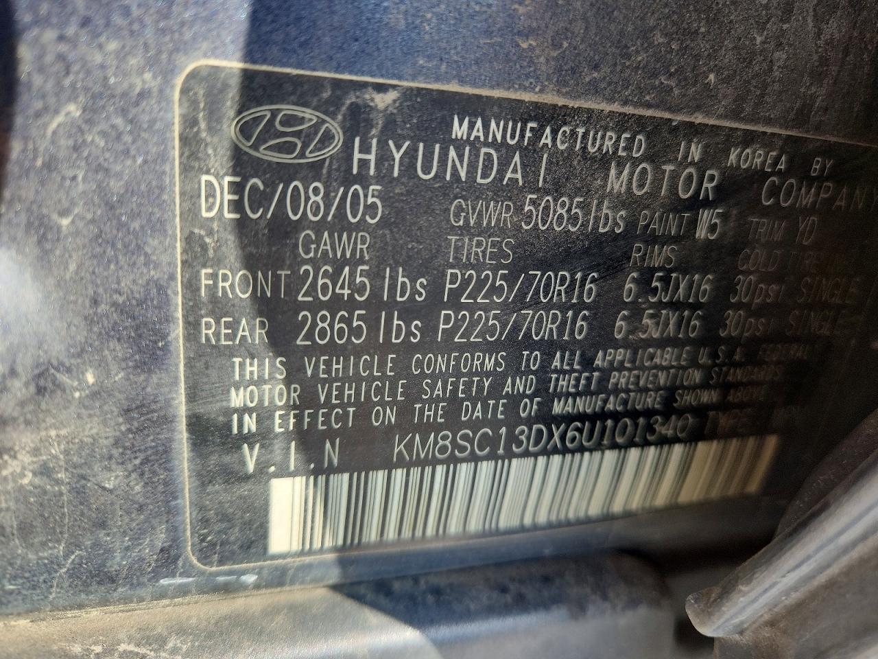 2006 Hyundai Santa Fe Gls Gray vin: KM8SC13DX6U101340