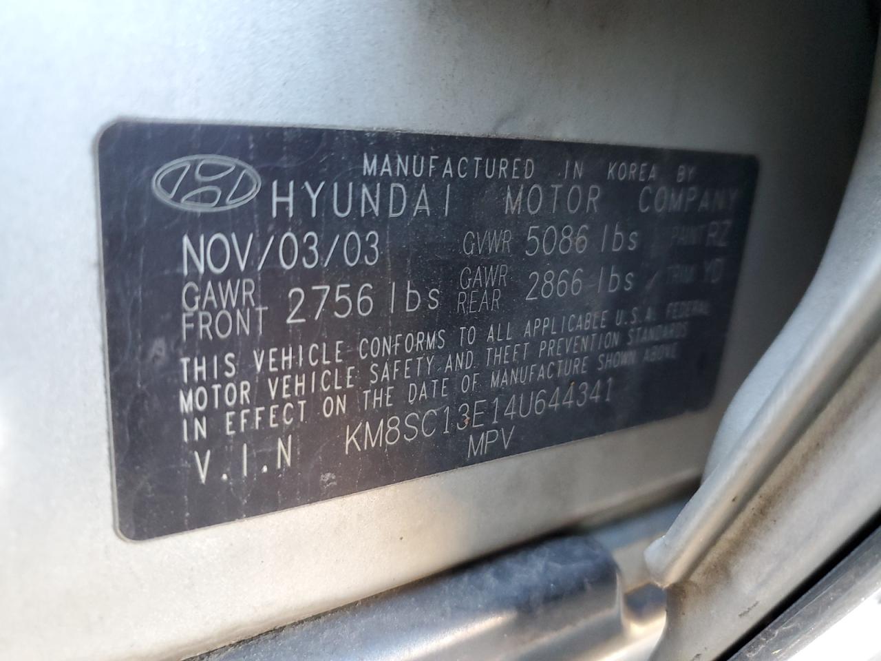 2004 Hyundai Santa Fe Gls Серебряный vin: KM8SC13E14U644341