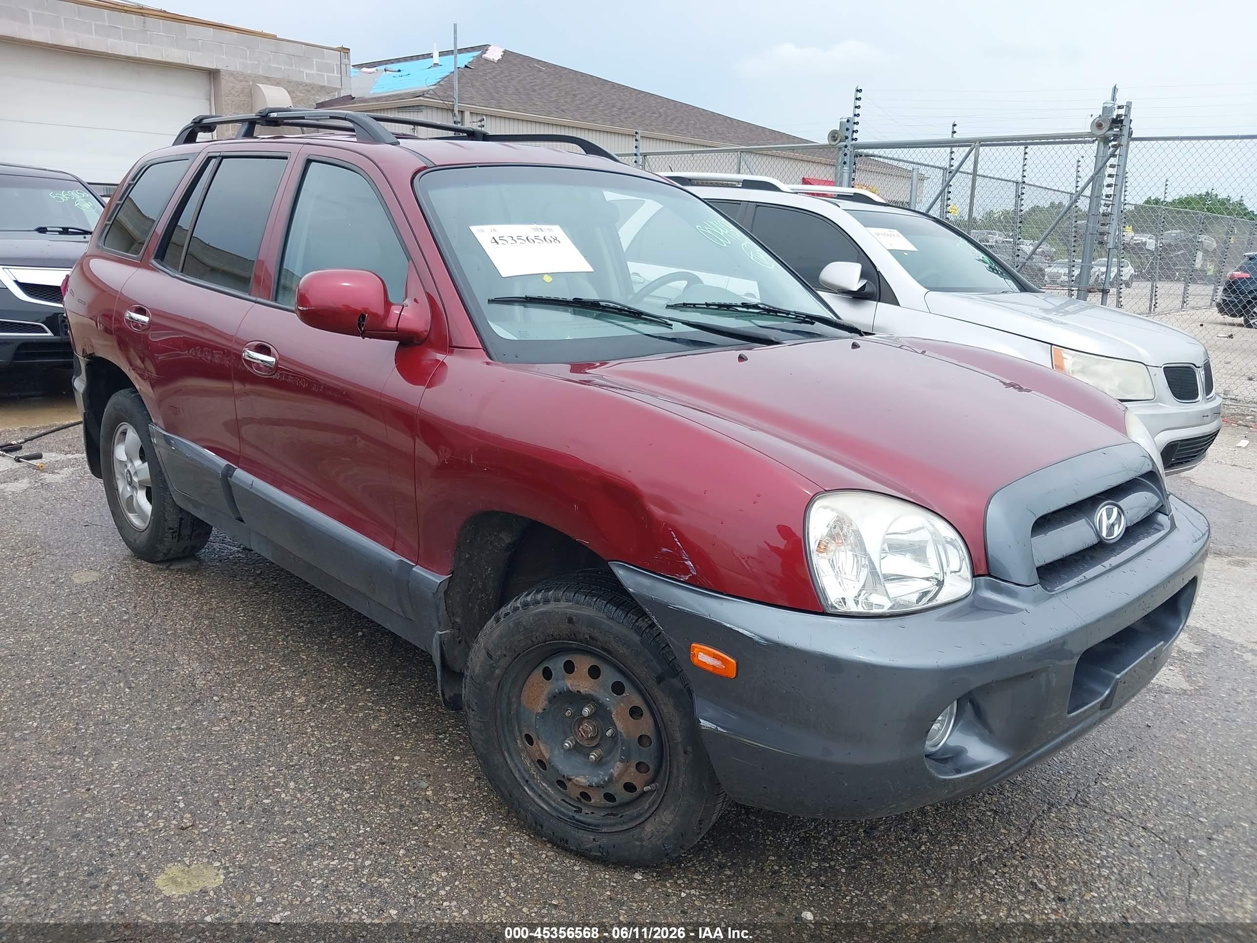 2005 Hyundai Santa Fe Gls/lx Burgundy vin: KM8SC13E25U004429