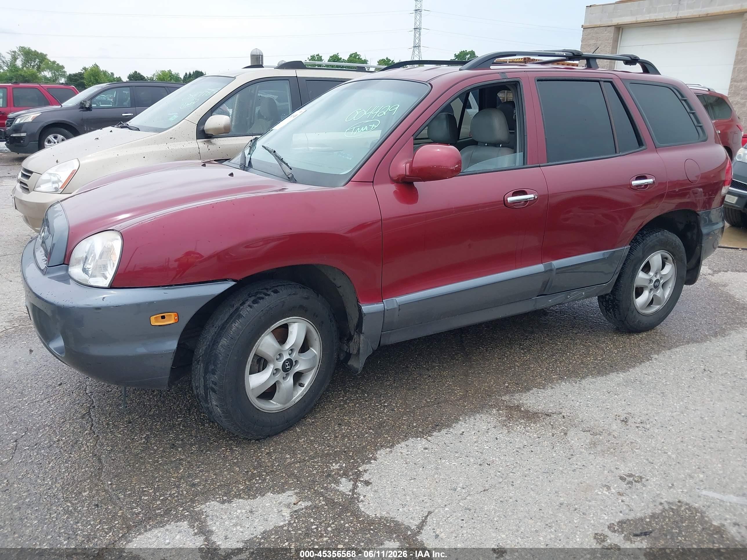 2005 Hyundai Santa Fe Gls/lx Burgundy vin: KM8SC13E25U004429