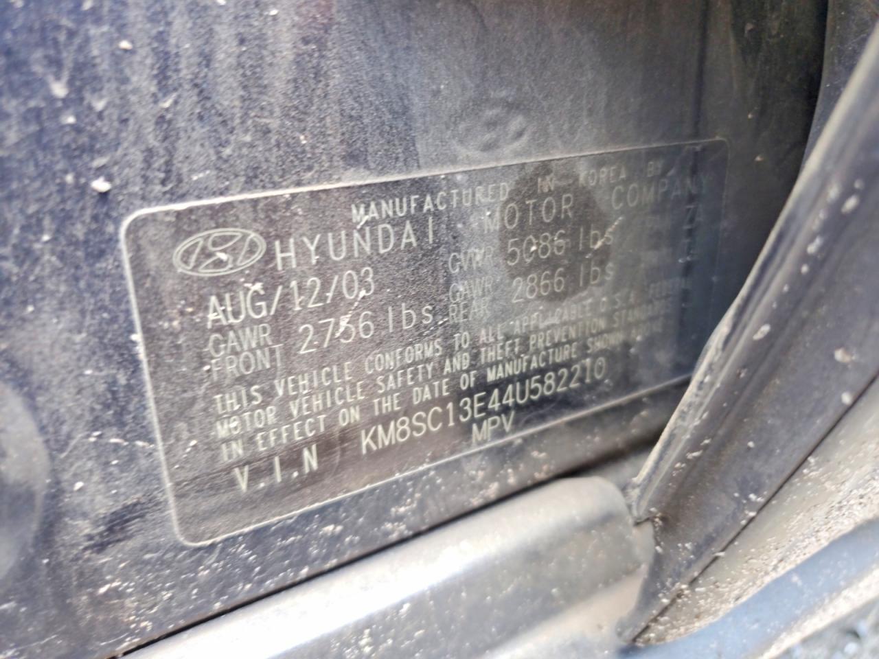 2004 Hyundai Santa Fe Gls Blue vin: KM8SC13E44U582210