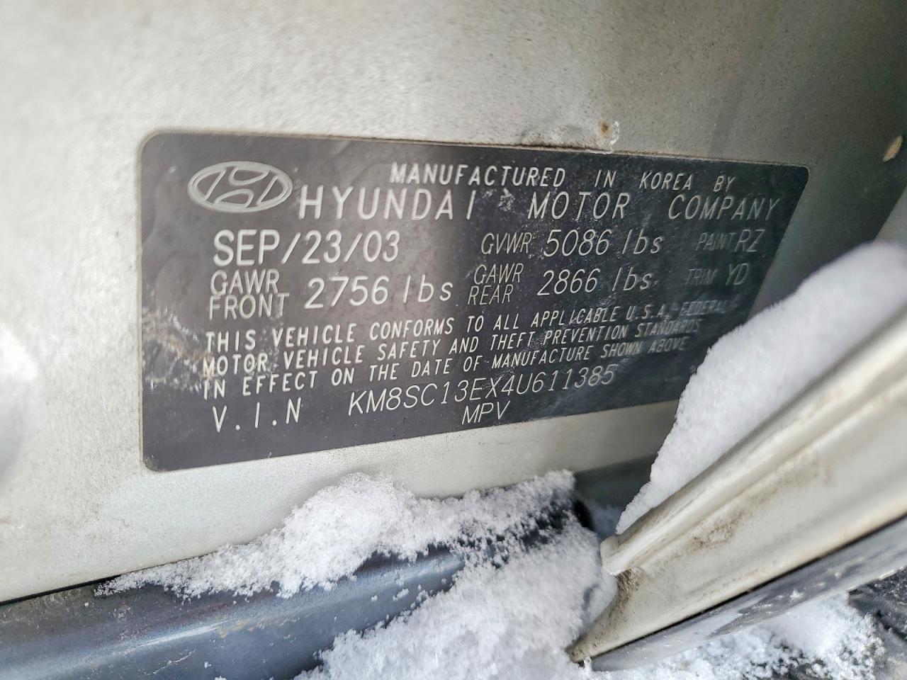 2004 Hyundai Santa Fe Gls Silver vin: KM8SC13EX4U611385