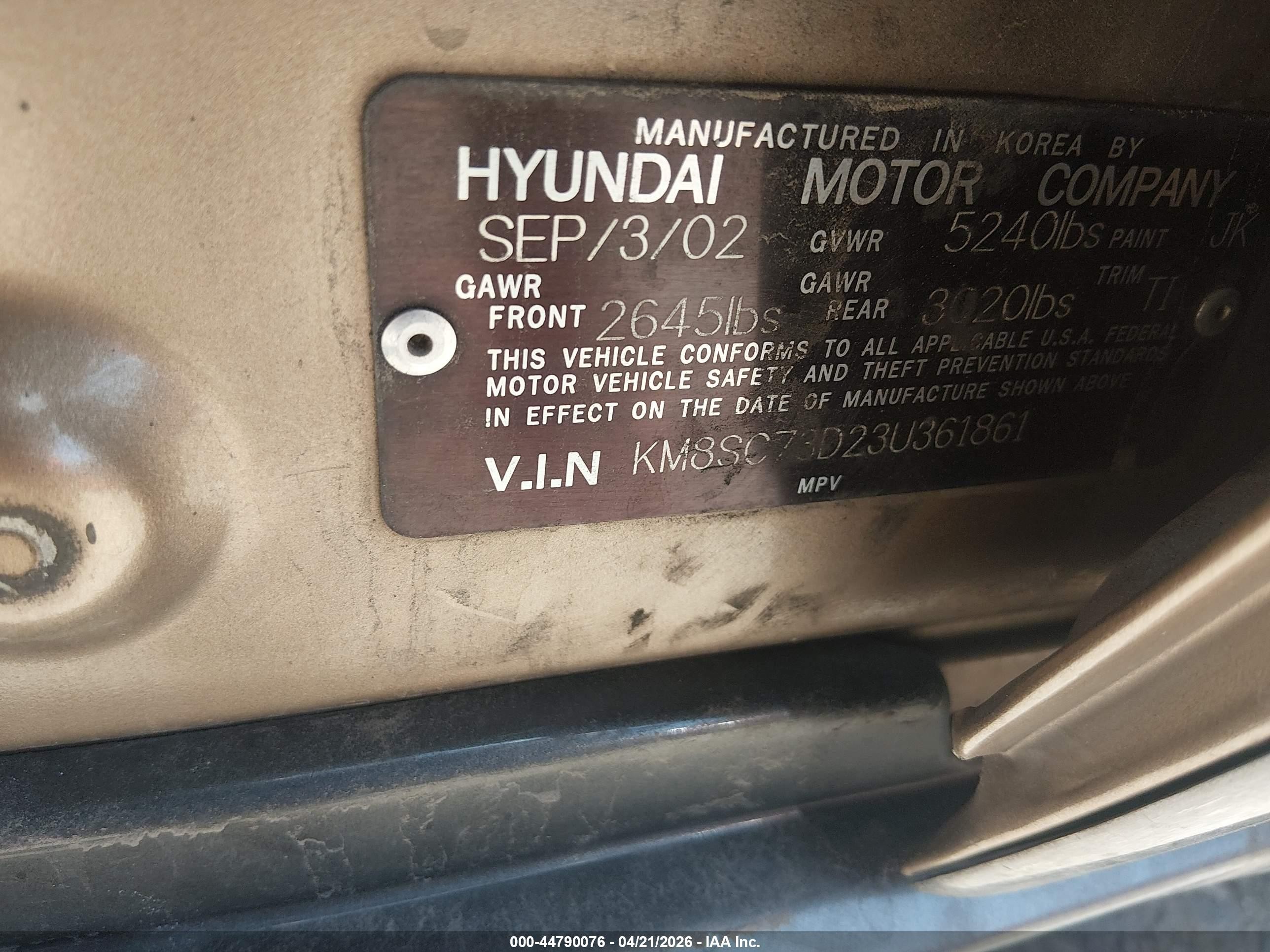 2003 Hyundai Santa Fe Gls/lx Brown vin: KM8SC73D23U361861