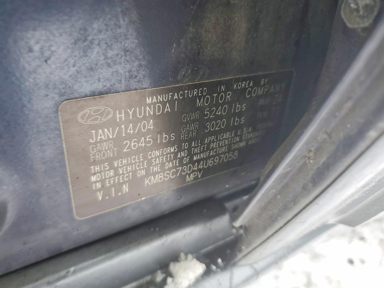 2004 Hyundai Santa Fe Gls Blue vin: KM8SC73D44U697058