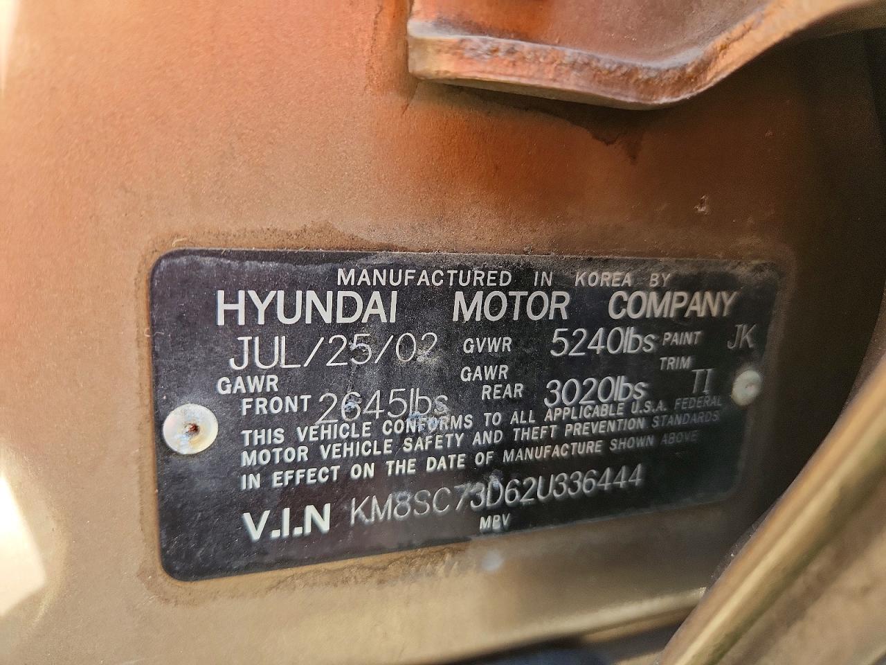 2002 Hyundai Santa Fe Gls Tan vin: KM8SC73D62U336444