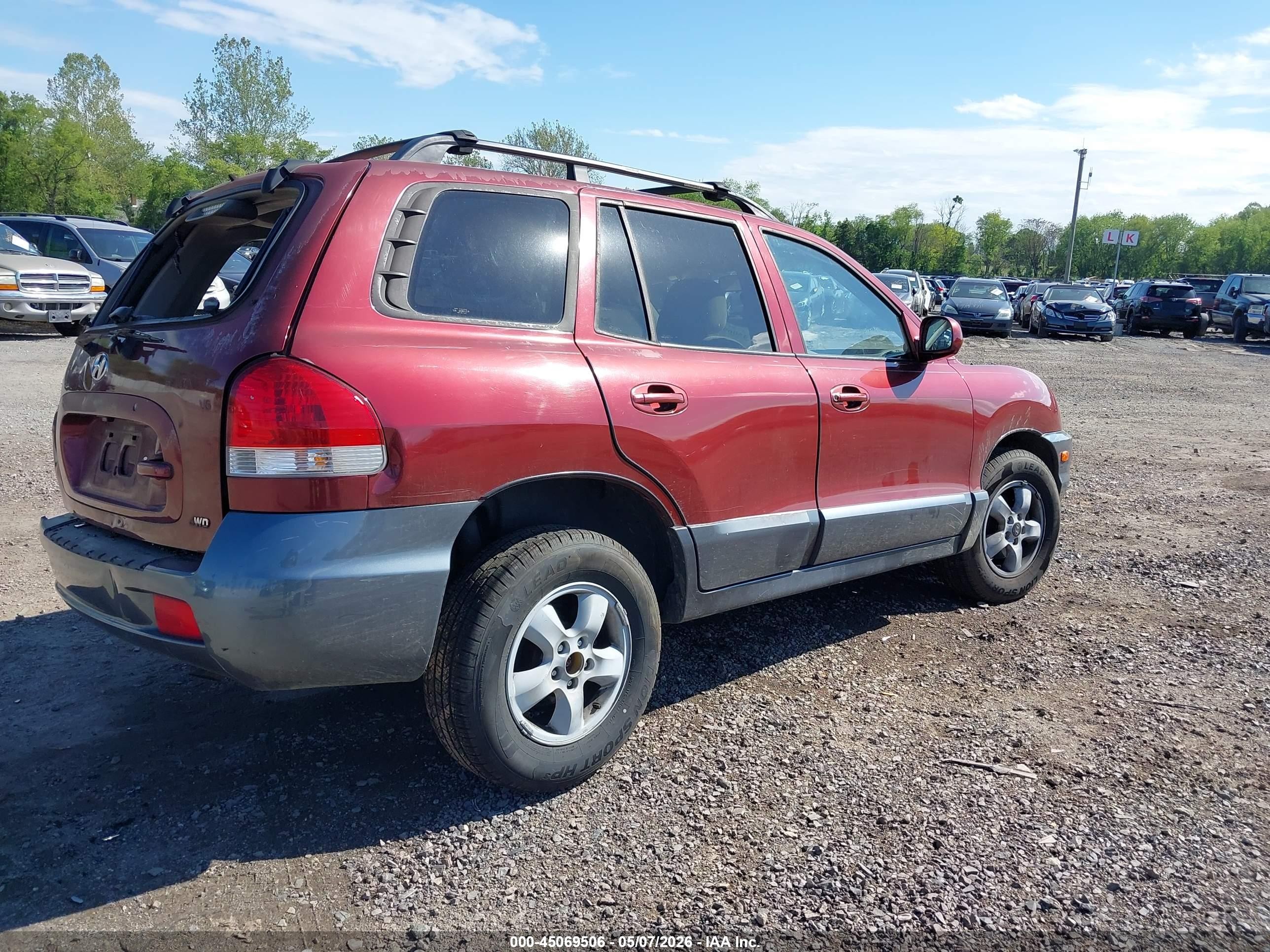 2005 Hyundai Santa Fe Gls Red vin: KM8SC73D65U910089