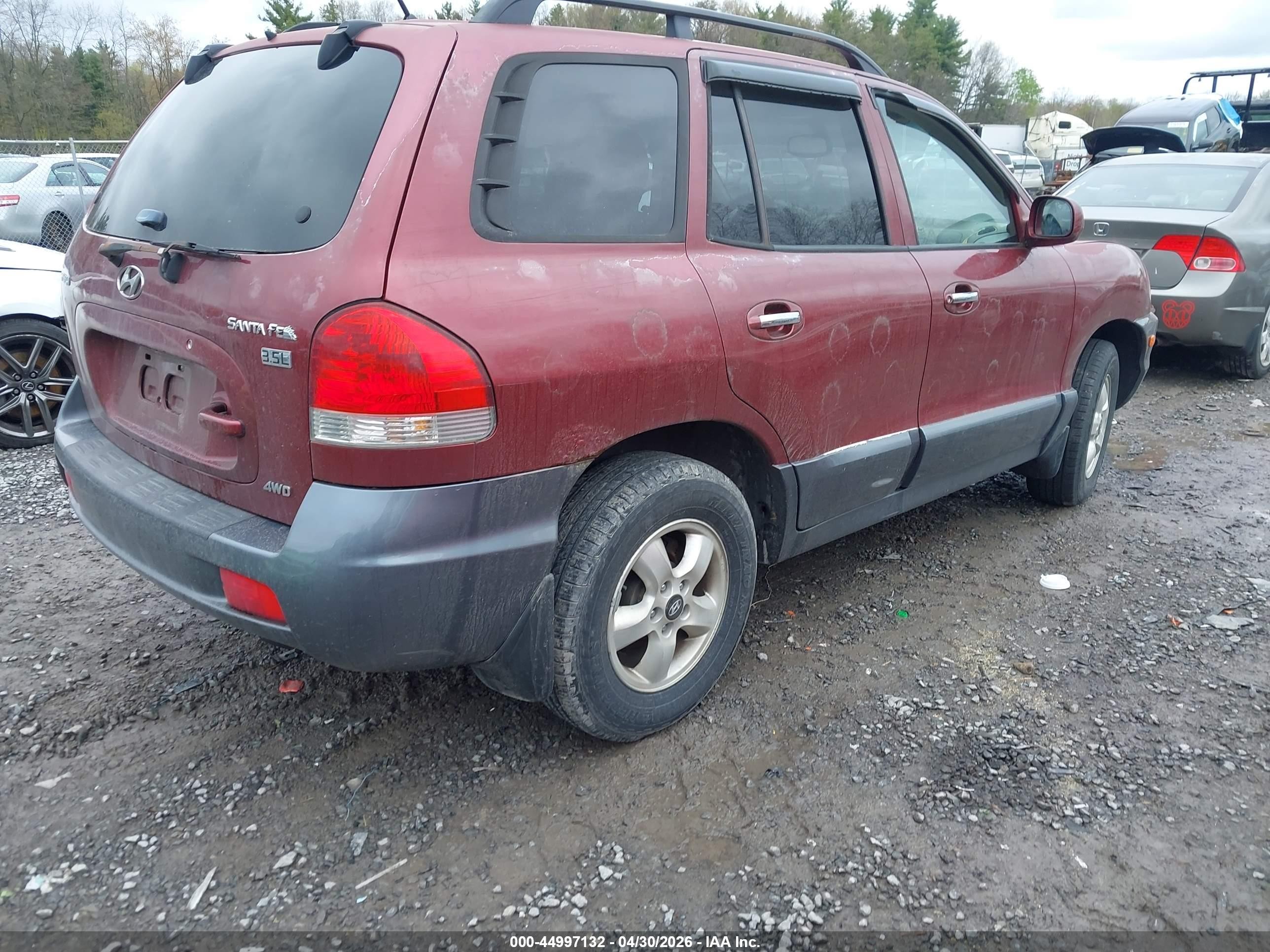 2005 Hyundai Santa Fe Gls/lx Red vin: KM8SC73E65U897661