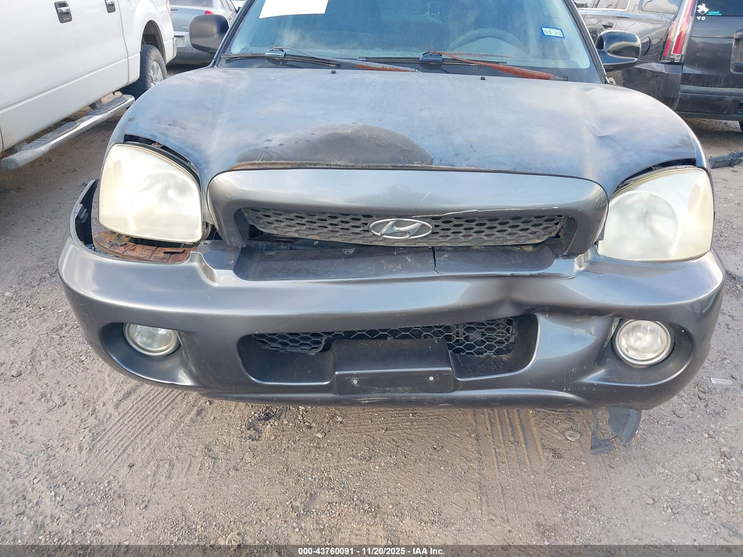 2001 Hyundai Santa Fe 2.7l V6 Gls/2.7l V6 Lx Черный vin: KM8SC83D11U126953