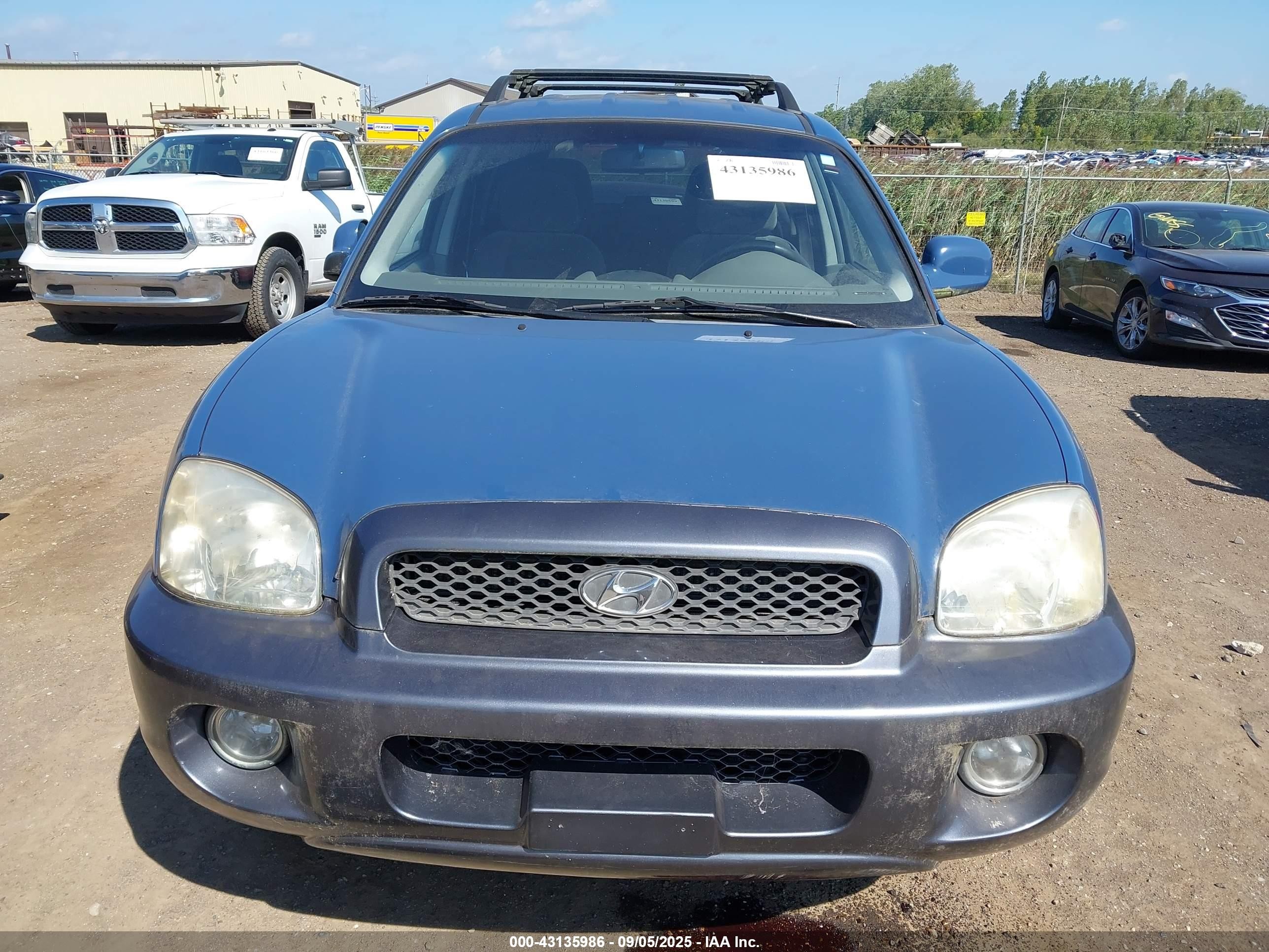 2001 Hyundai Santa Fe 2.7l V6 Gls/2.7l V6 Lx Blue vin: KM8SC83D91U094513