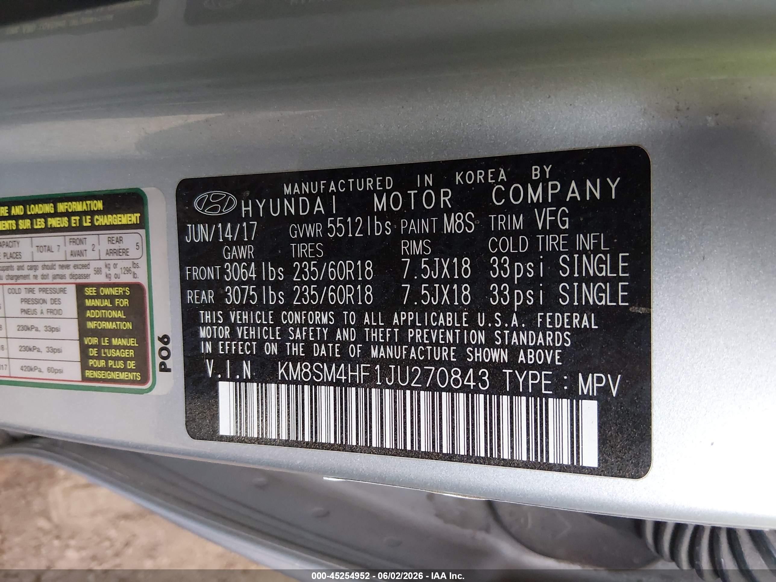 2018 Hyundai Santa Fe Se Silver vin: KM8SM4HF1JU270843