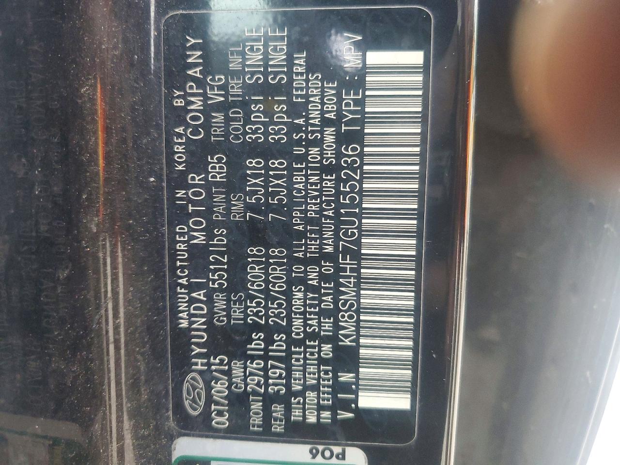 2016 Hyundai Santa Fe Se Черный vin: KM8SM4HF7GU155236