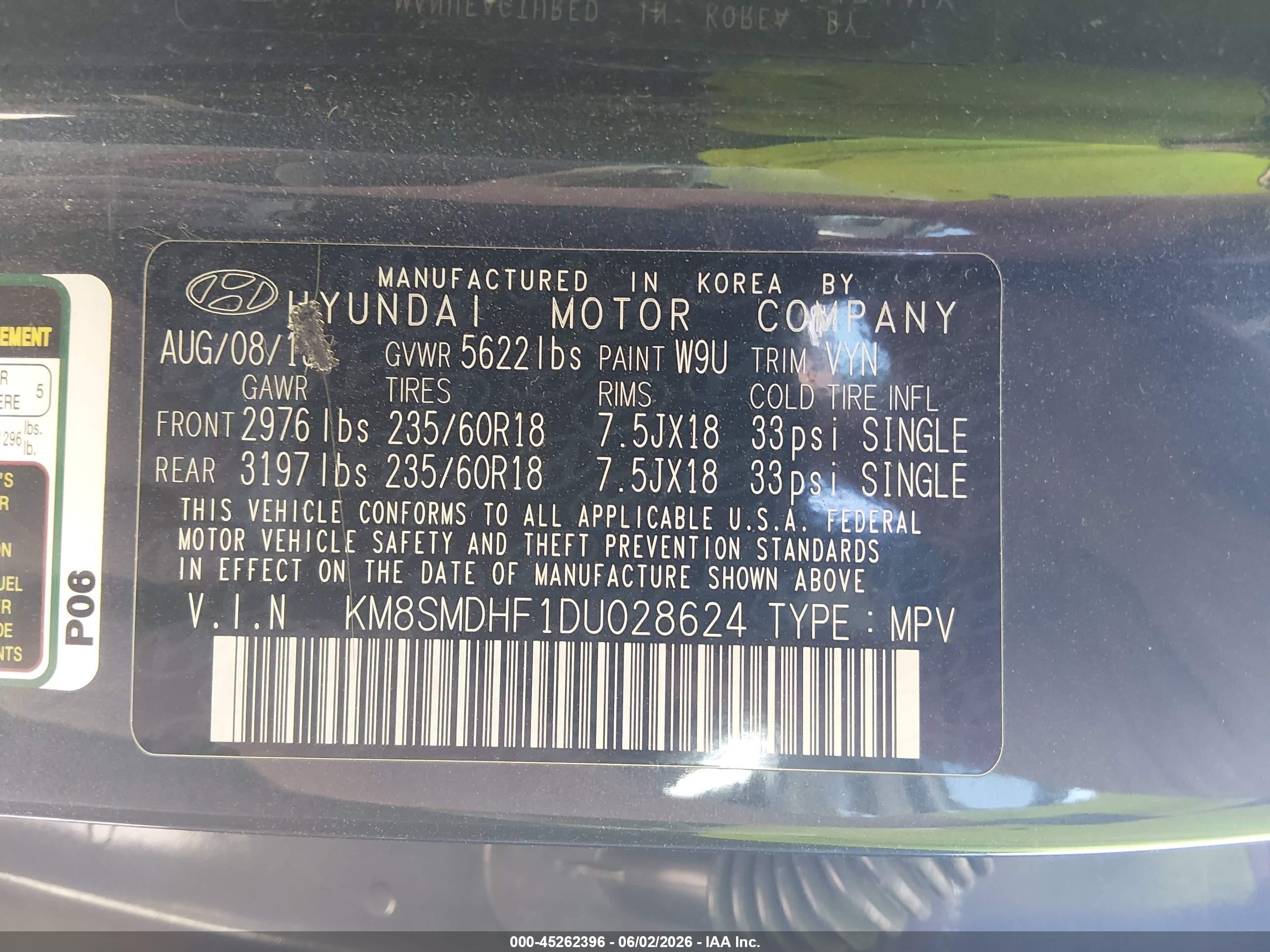 2013 Hyundai Santa Fe Gls Gray vin: KM8SMDHF1DU028624