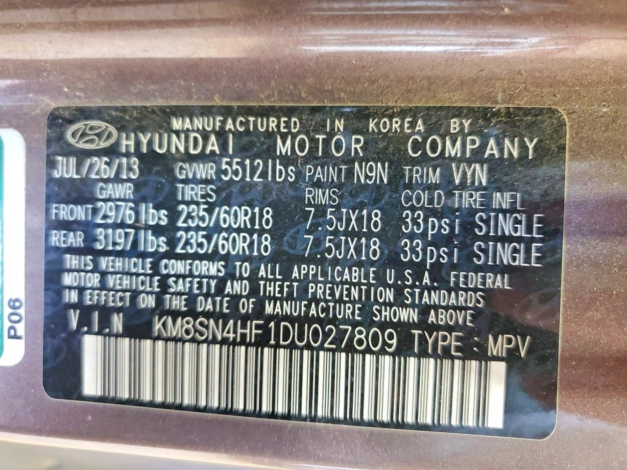 2013 Hyundai Santa Fe Gls Brown vin: KM8SN4HF1DU027809