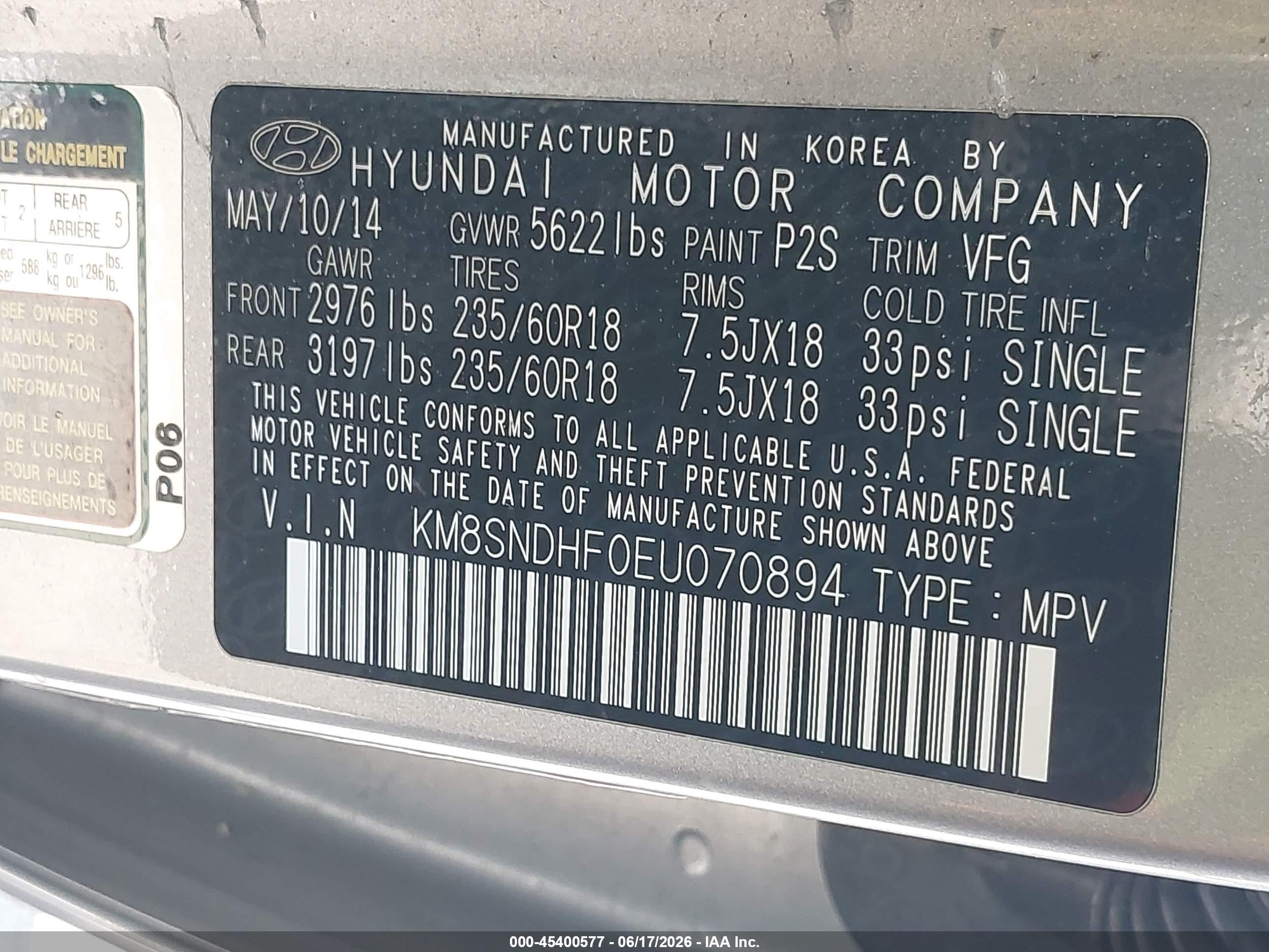 2014 Hyundai Santa Fe Gls Silver vin: KM8SNDHF0EU070894