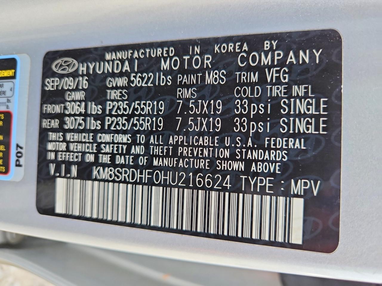 2017 Hyundai Santa Fe Limited Ultimate Silver vin: KM8SRDHF0HU216624
