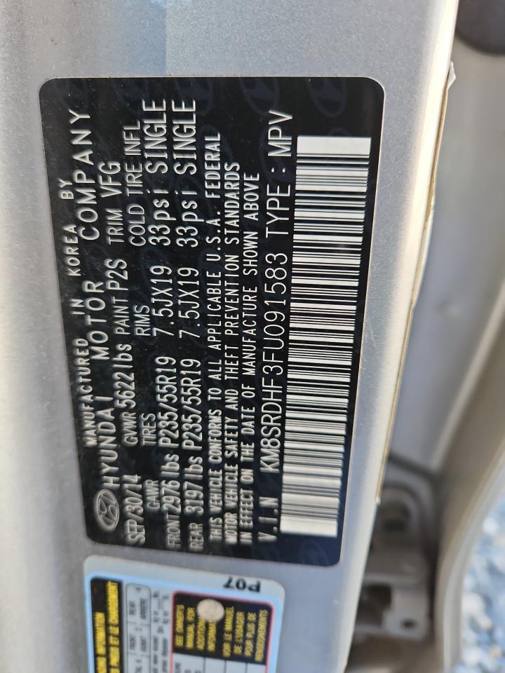 2015 Hyundai Santa Fe Limited Серый vin: KM8SRDHF3FU091583