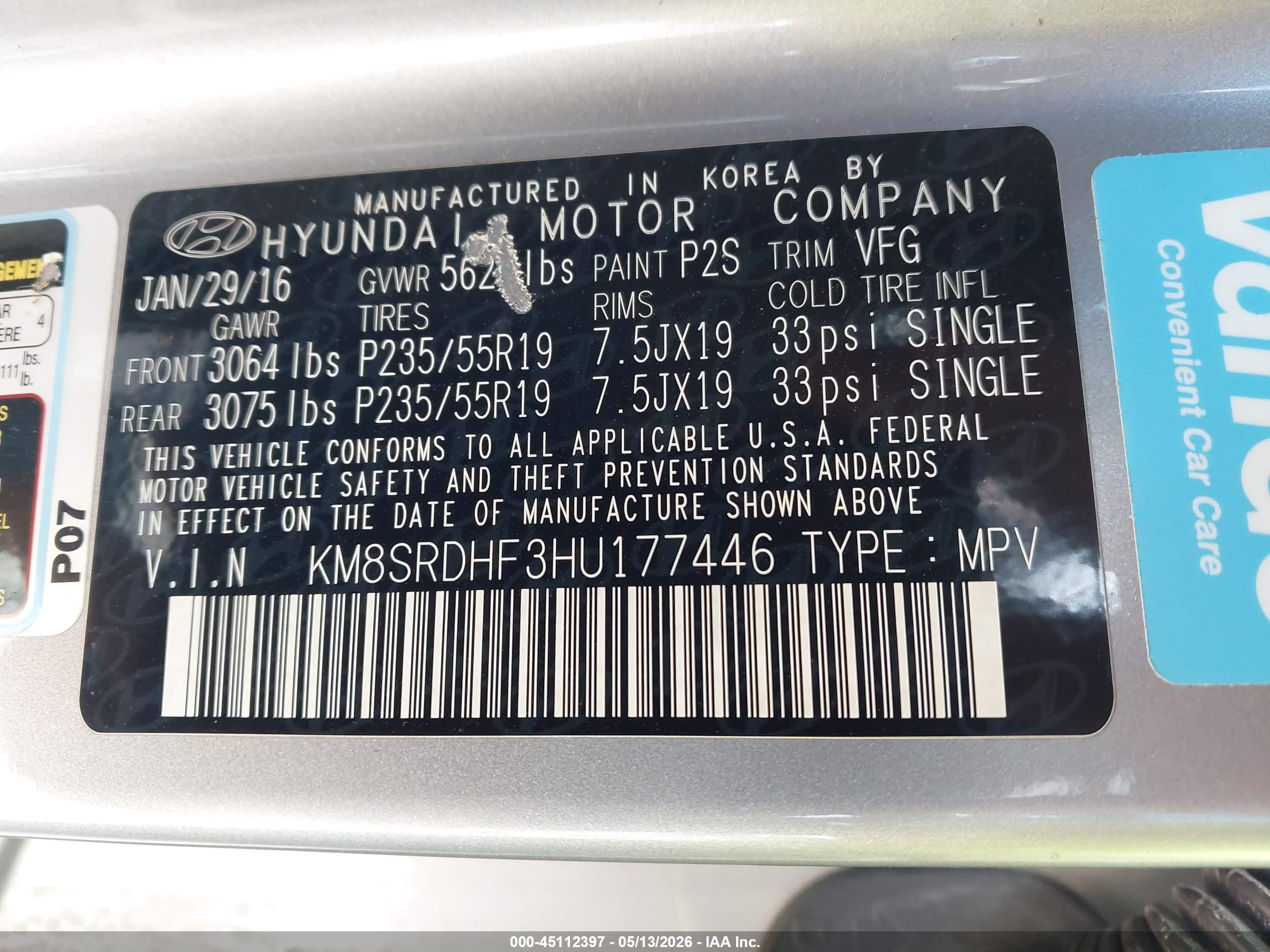 2017 Hyundai Santa Fe Limited Ultimate Gray vin: KM8SRDHF3HU177446