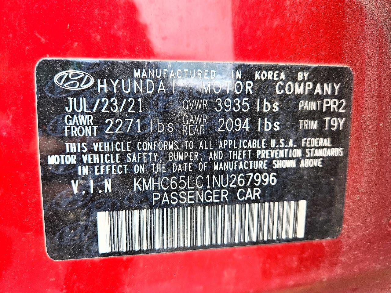 2022 Hyundai Ioniq Blue Red vin: KMHC65LC1NU267996