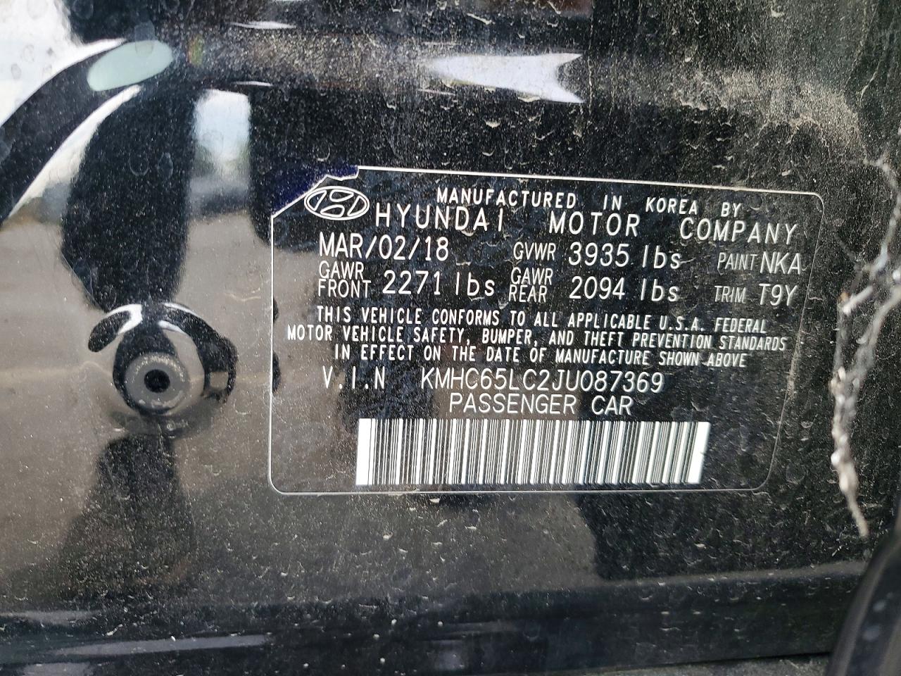 2018 Hyundai Ioniq Blue Black vin: KMHC65LC2JU087369