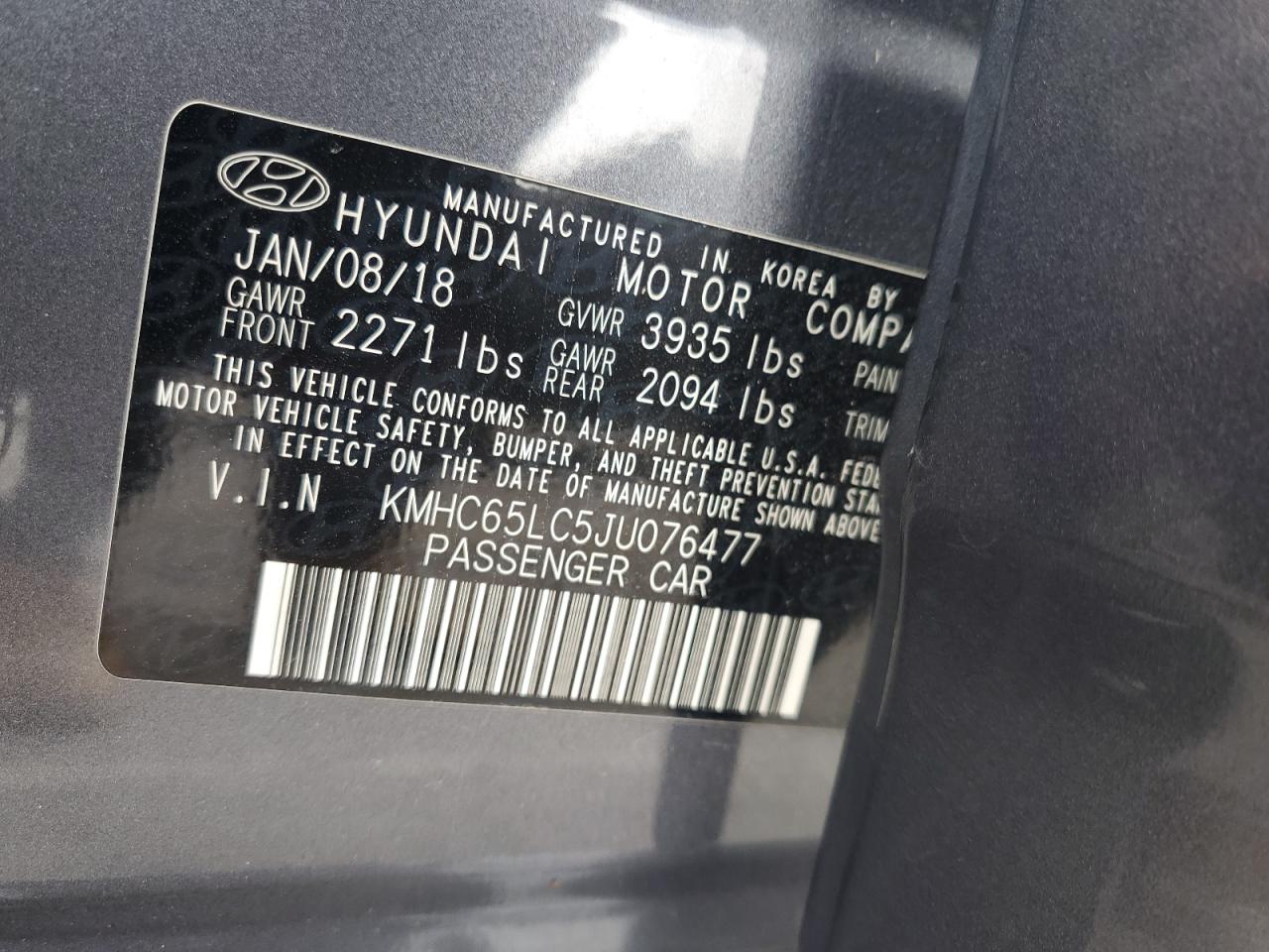 2018 Hyundai Ioniq Blue Gray vin: KMHC65LC5JU076477