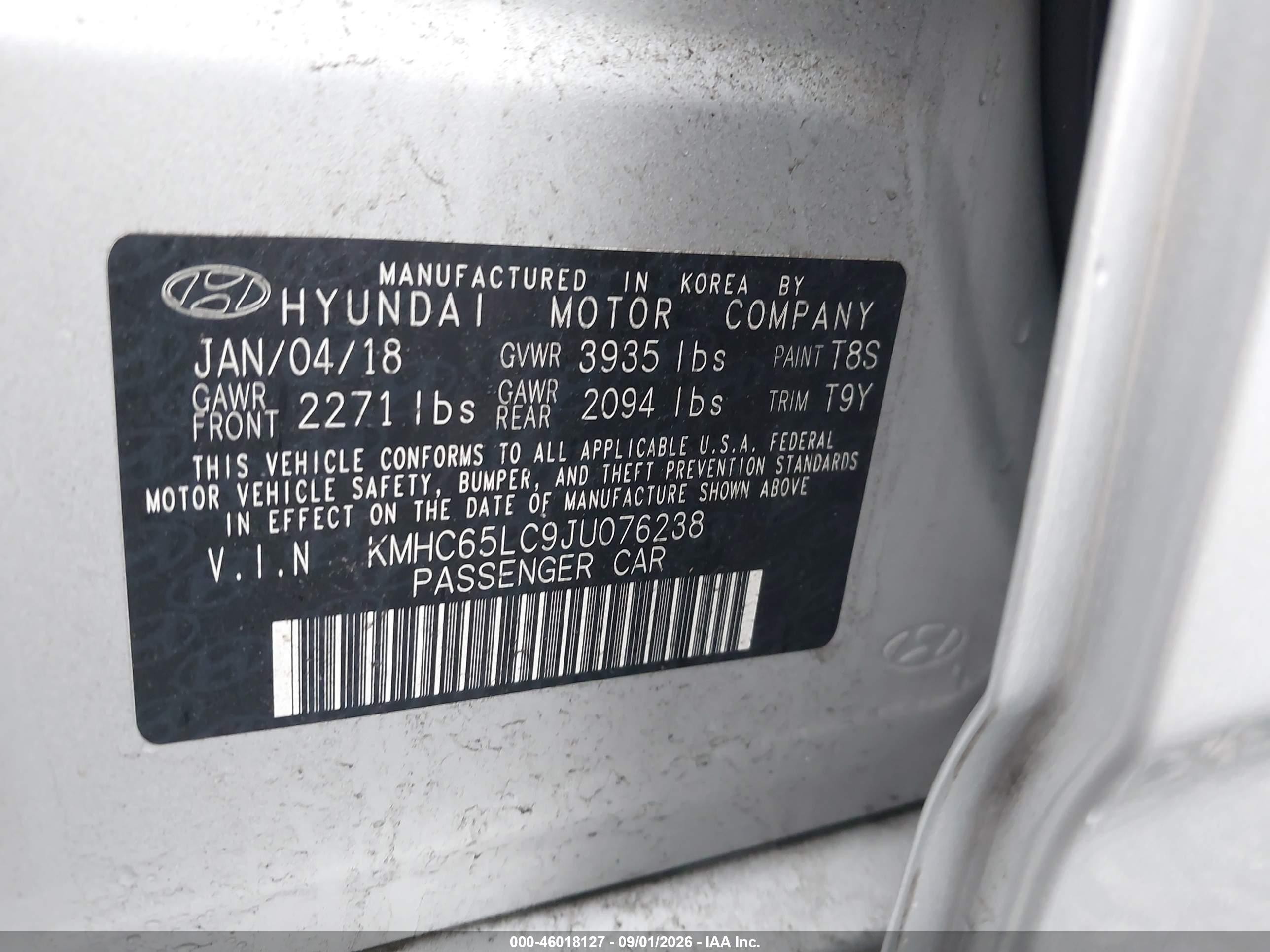 2018 Hyundai Ioniq Hybrid Blue Серебряный vin: KMHC65LC9JU076238