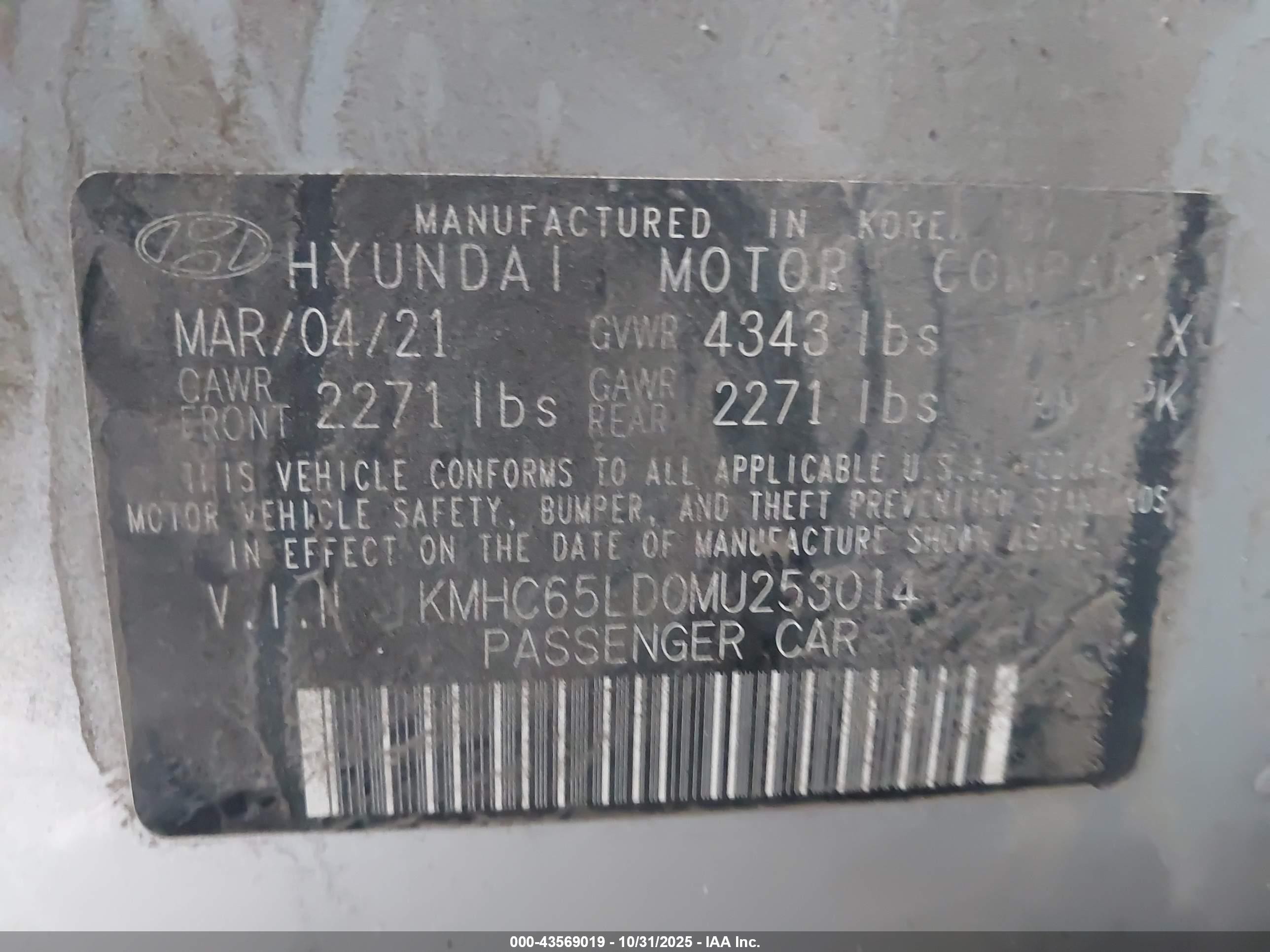 2021 Hyundai Ioniq Plug-in Hybrid Se Silver vin: KMHC65LD0MU253014