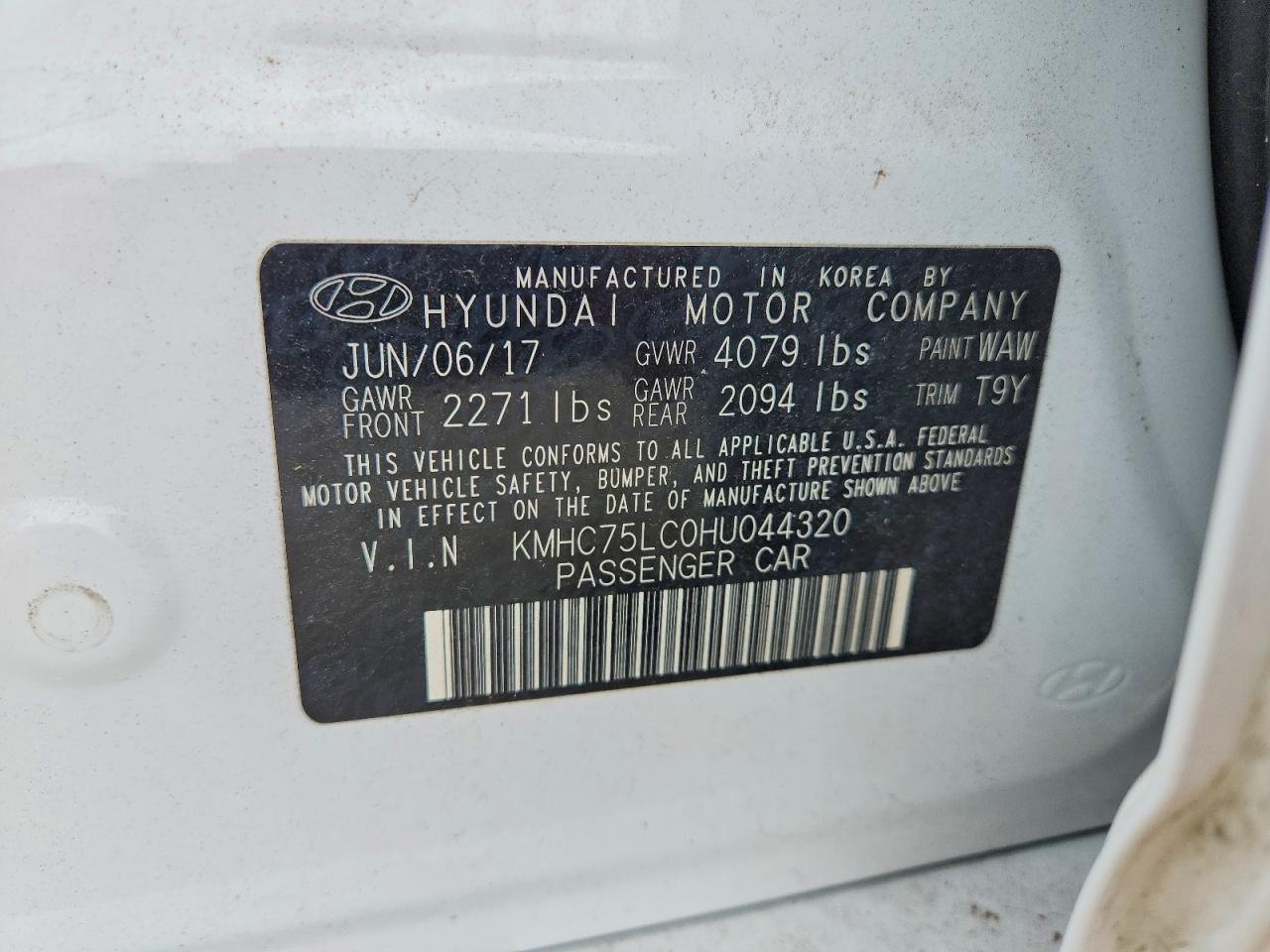2017 Hyundai Ioniq Sel White vin: KMHC75LC0HU044320