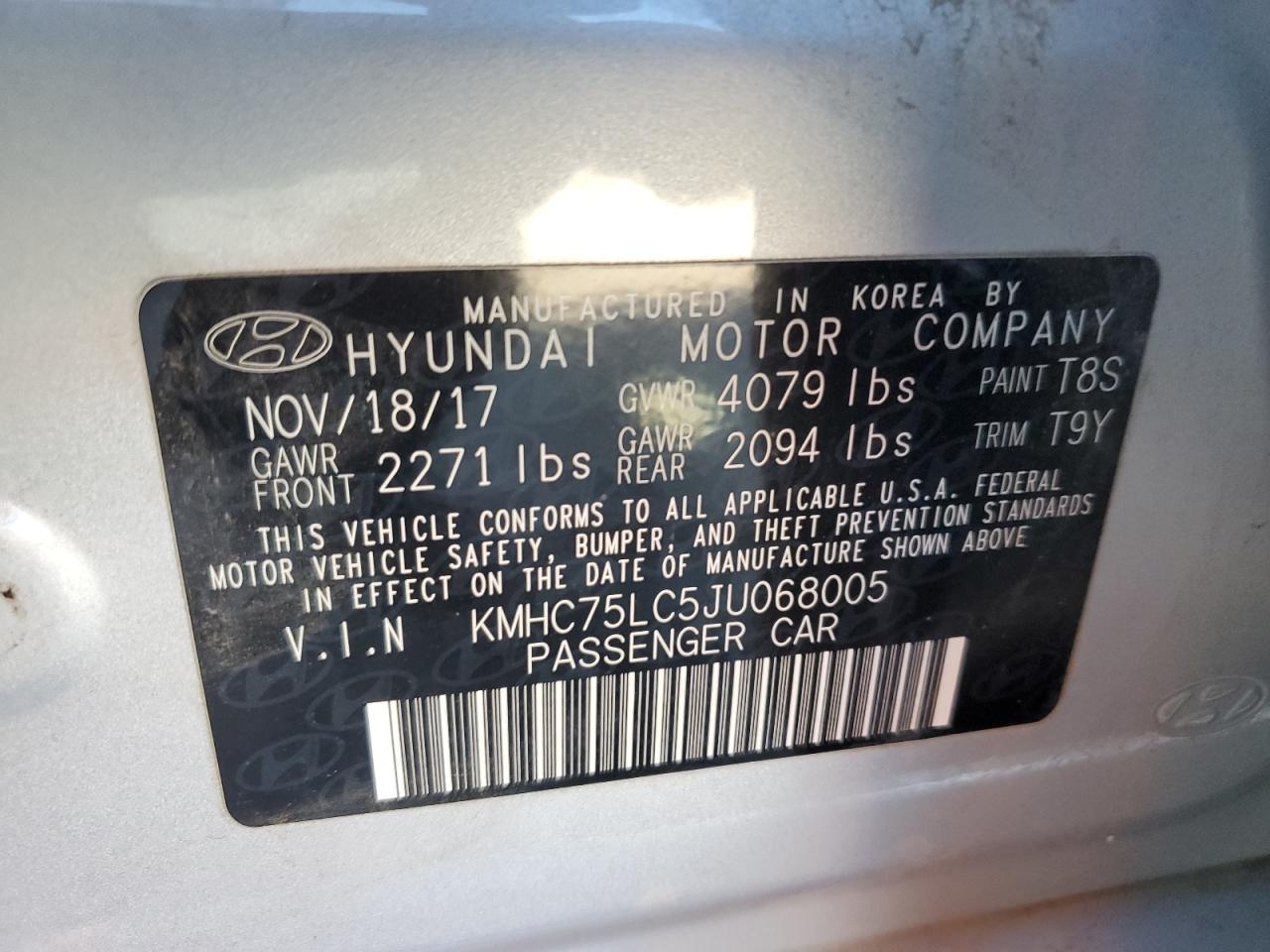 2018 Hyundai Ioniq Sel Серебряный vin: KMHC75LC5JU068005
