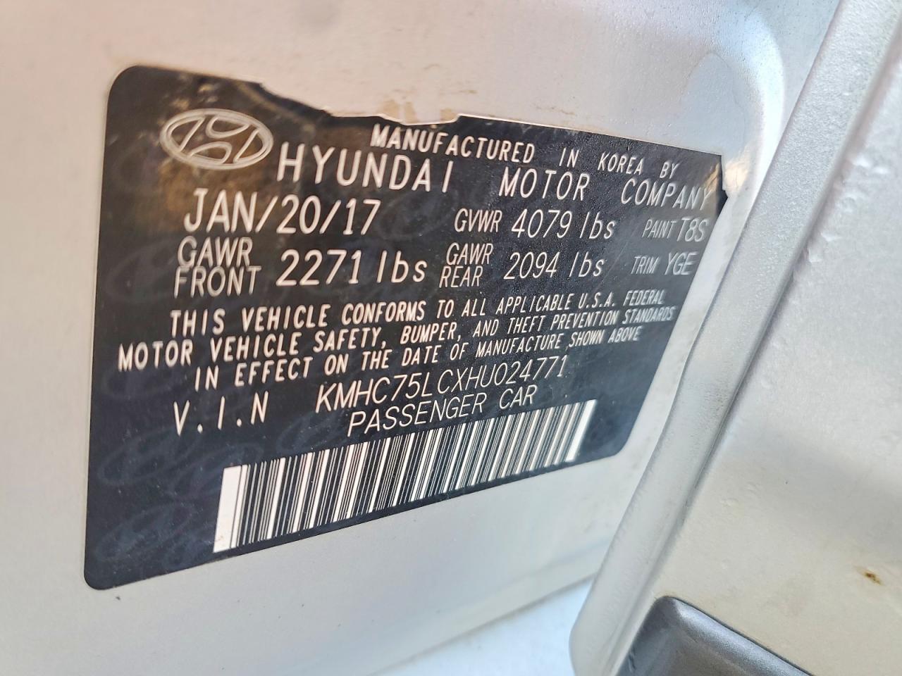 2017 Hyundai Ioniq Hybrid Sel Silver vin: KMHC75LCXHU024771