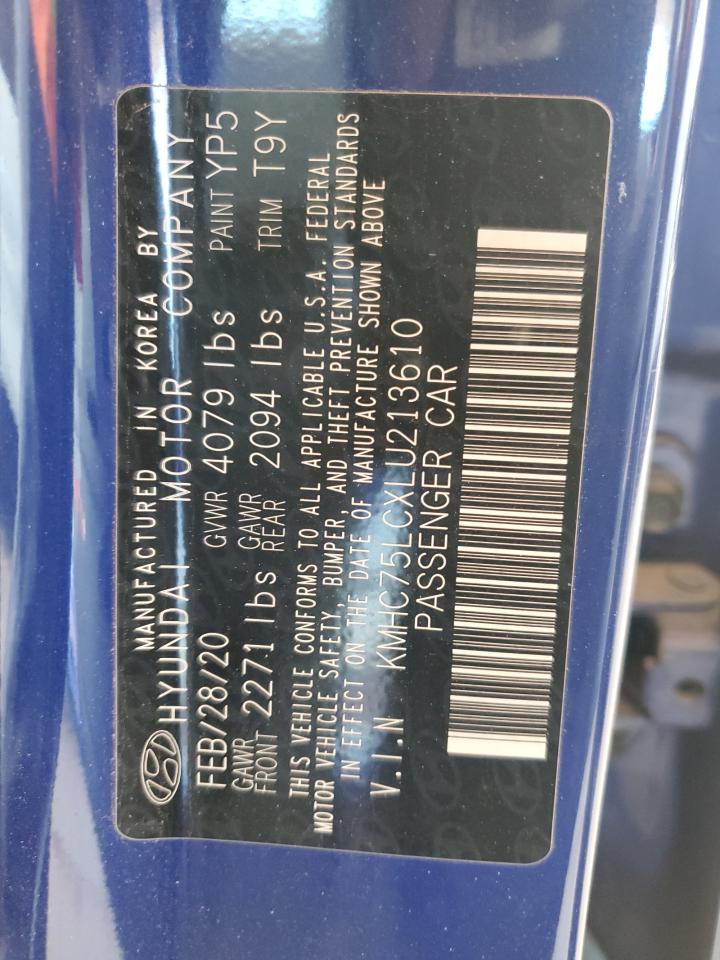 2020 Hyundai Ioniq Se Blue vin: KMHC75LCXLU213610