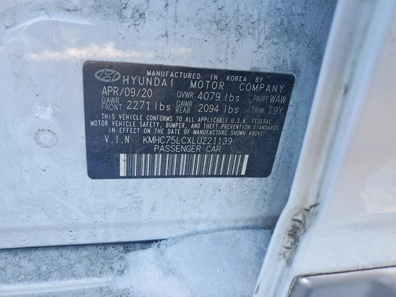2020 Hyundai Ioniq Se White vin: KMHC75LCXLU221139