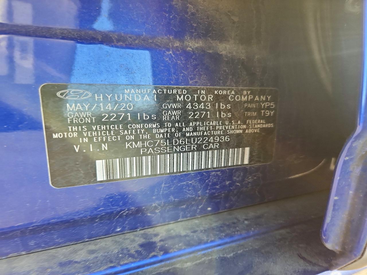 2020 Hyundai Ioniq Plug-in Hybrid Sel Синий vin: KMHC75LD6LU224936